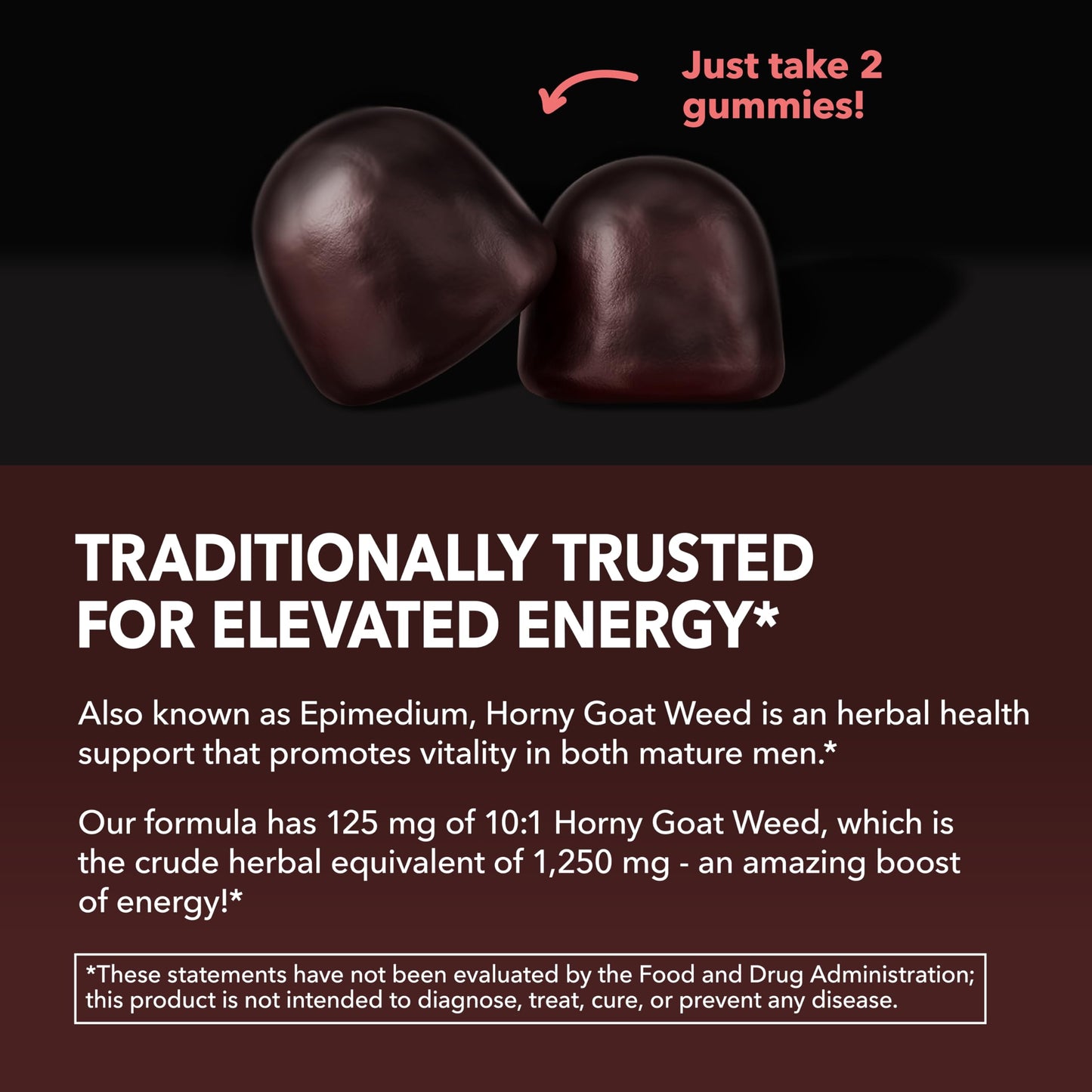 HAVASU NUTRITION Horny Goat Weed Gummies with Vitamin B12, Raspberry Flavor, 30 Count