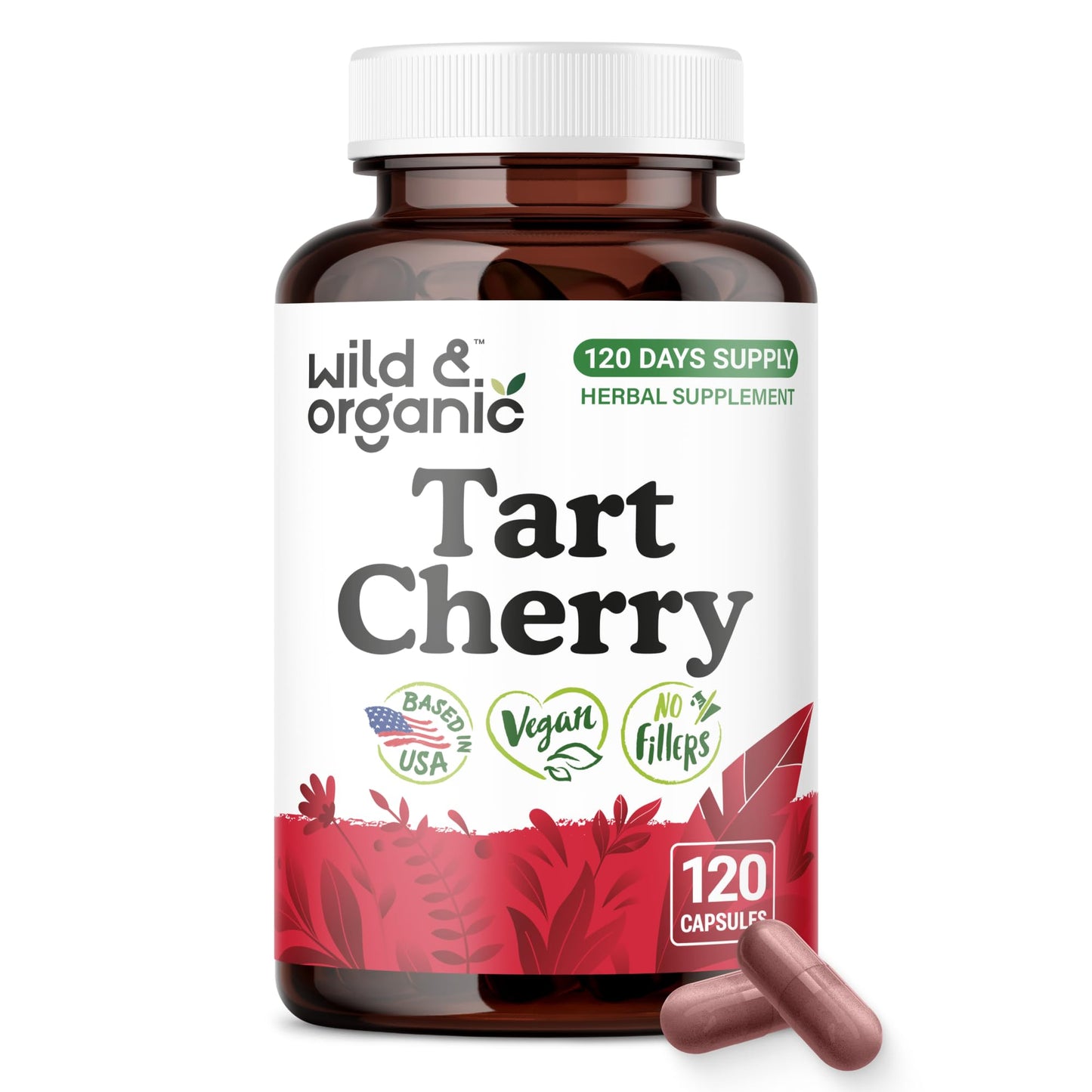 Wild & Organic Tart Cherry Capsules 600 mg 120 Count