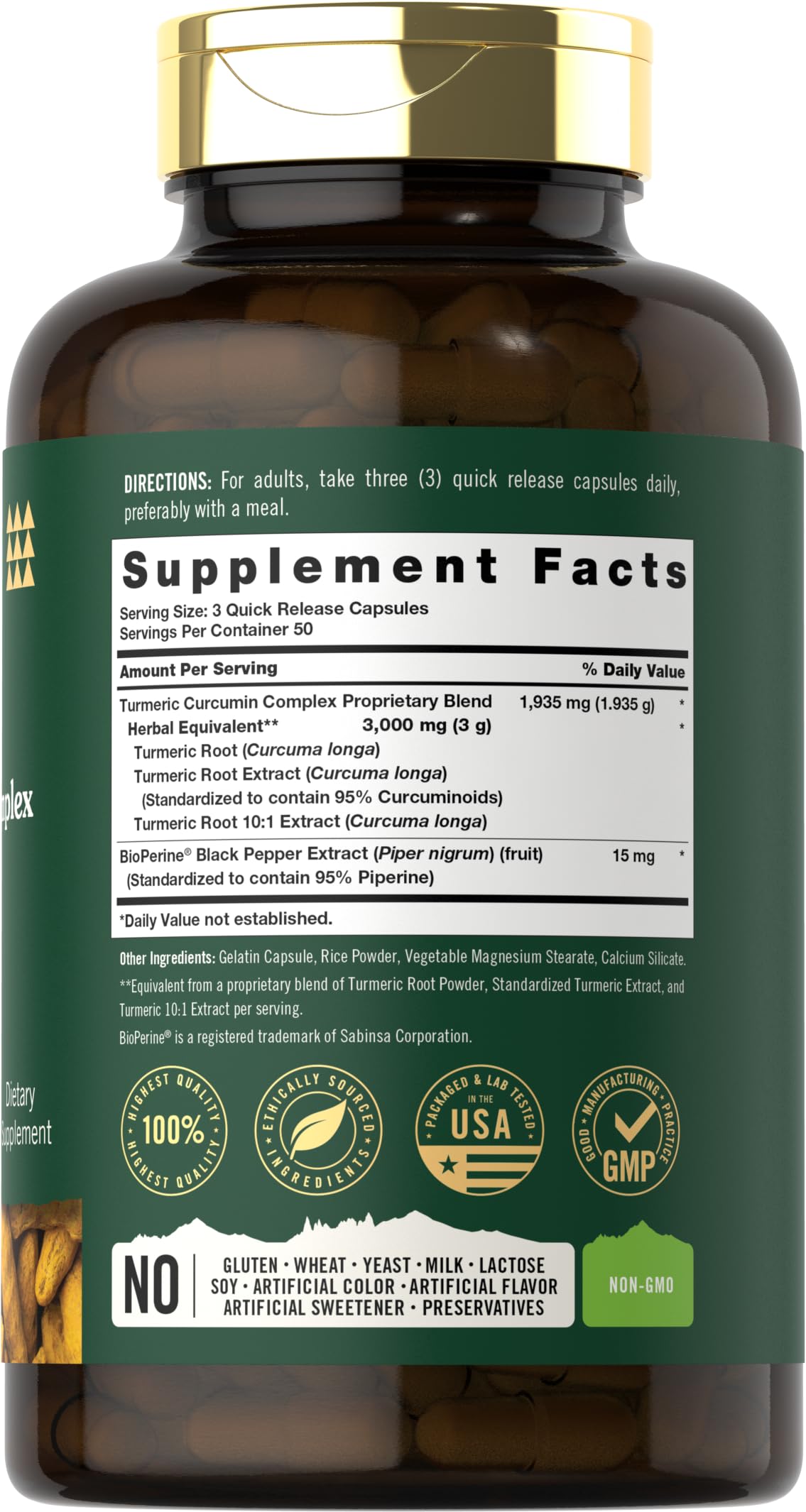 Tahoe Nutritionals Turmeric Curcumin Capsules, 150