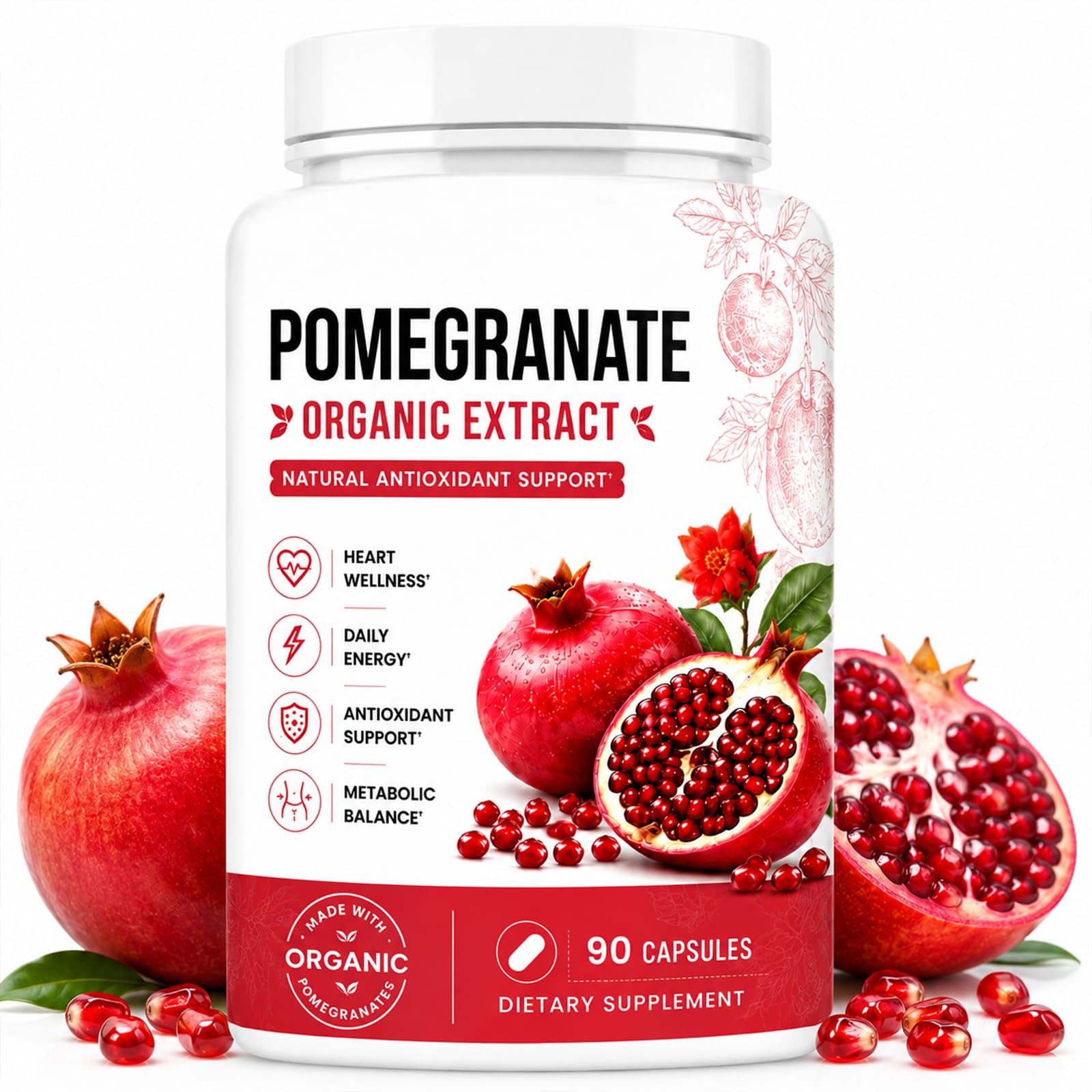 Fuxvao Organic Pomegranate Extract Powder 1 Ounce