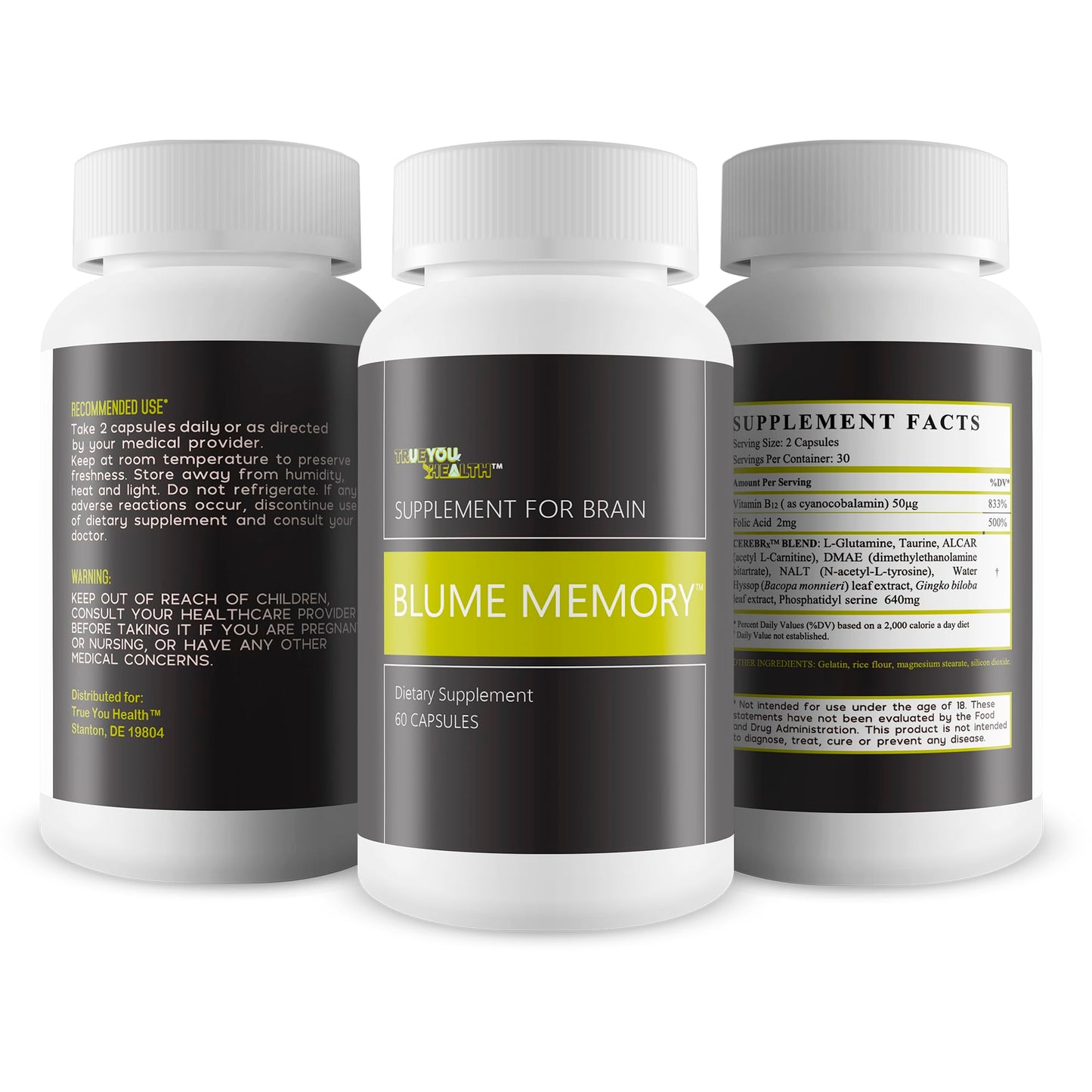 True You Health Blume Memory Supplement for Brain 60 Capsules