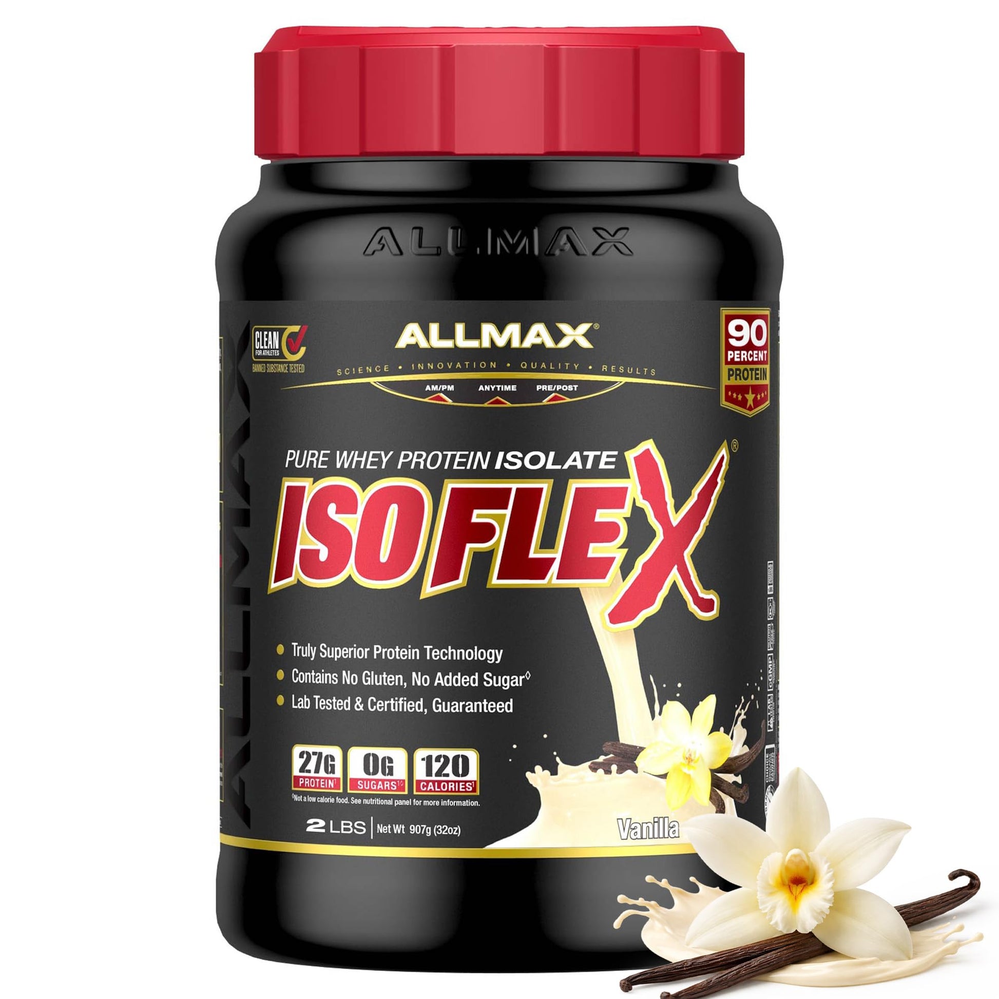 ALLMAX ISOFLEX Pure Whey Isolate Protein Powder Vanilla, 32 Servings