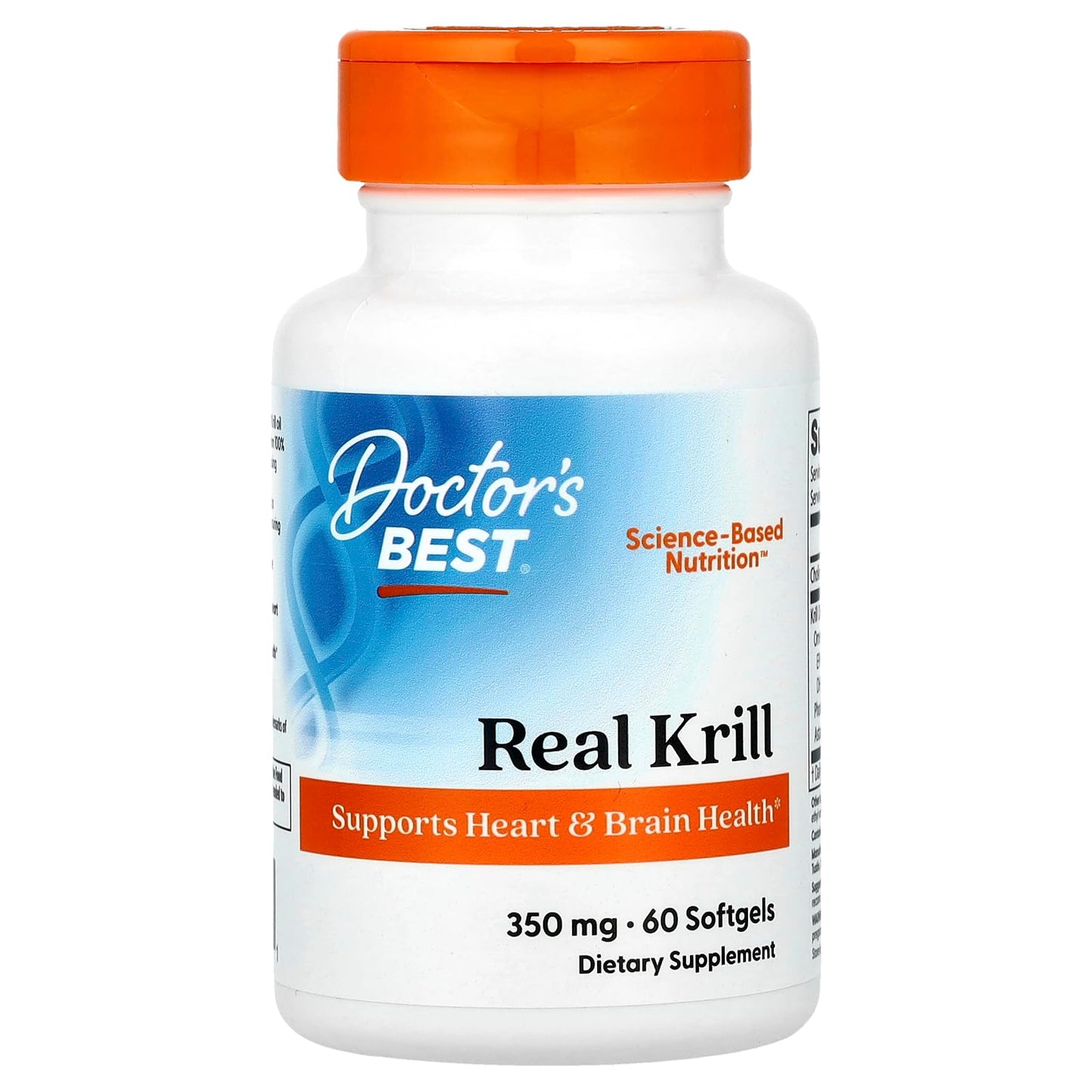 Doctor's Best Real Krill Antarctic Krill Oil Complex 350 mg Softgels, 60 count