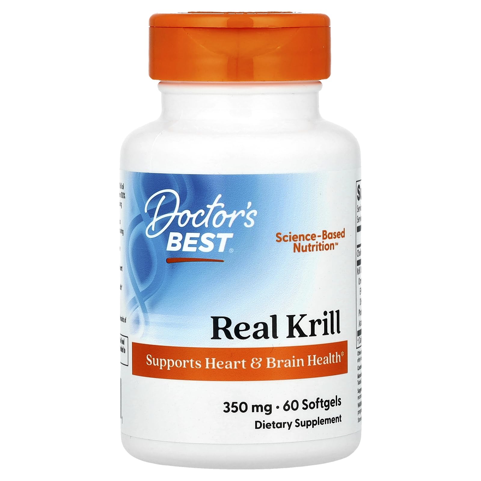 Doctor's Best Real Krill Antarctic Krill Oil Complex 350 mg Softgels, 60 count