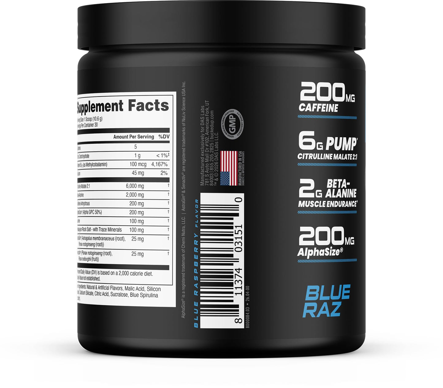 Bucked Up Pre Workout Blue Raz Powder 10.99 Ounce