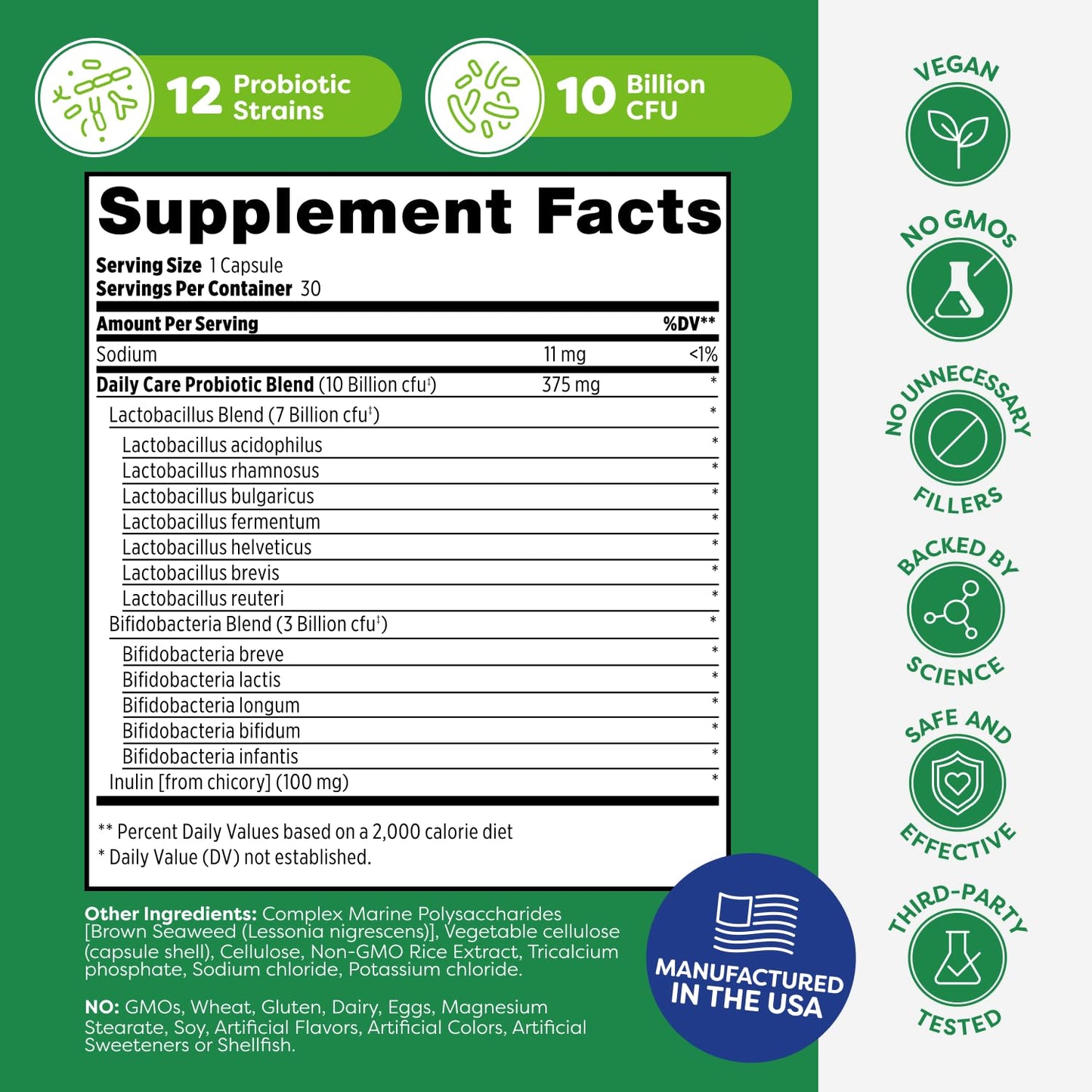 Probulin Daily Care Probiotic for Digestive and Immune Support Capsule 30 Count
