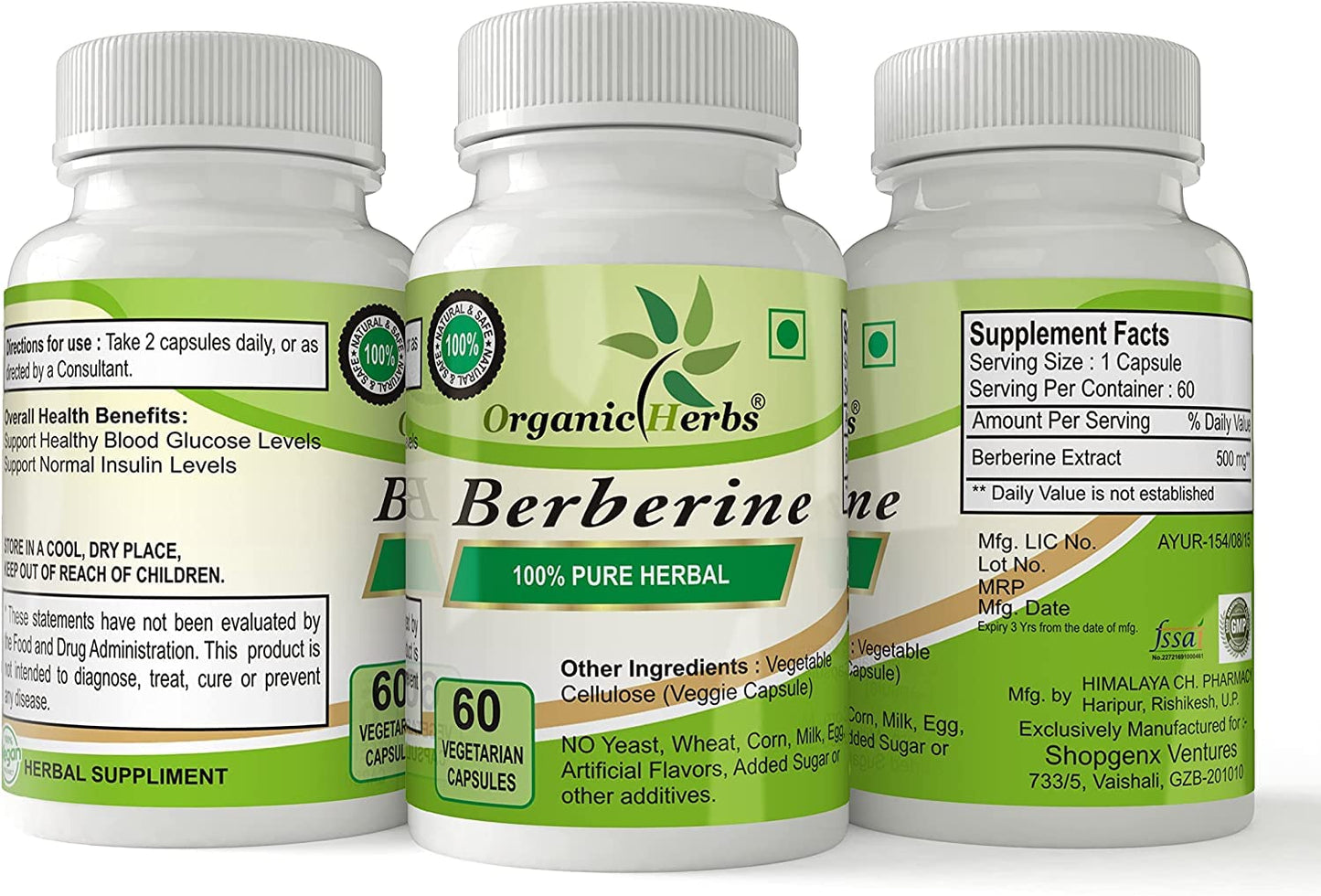 Organic Herbs Ayurvedic Berberine Capsule 1 Count