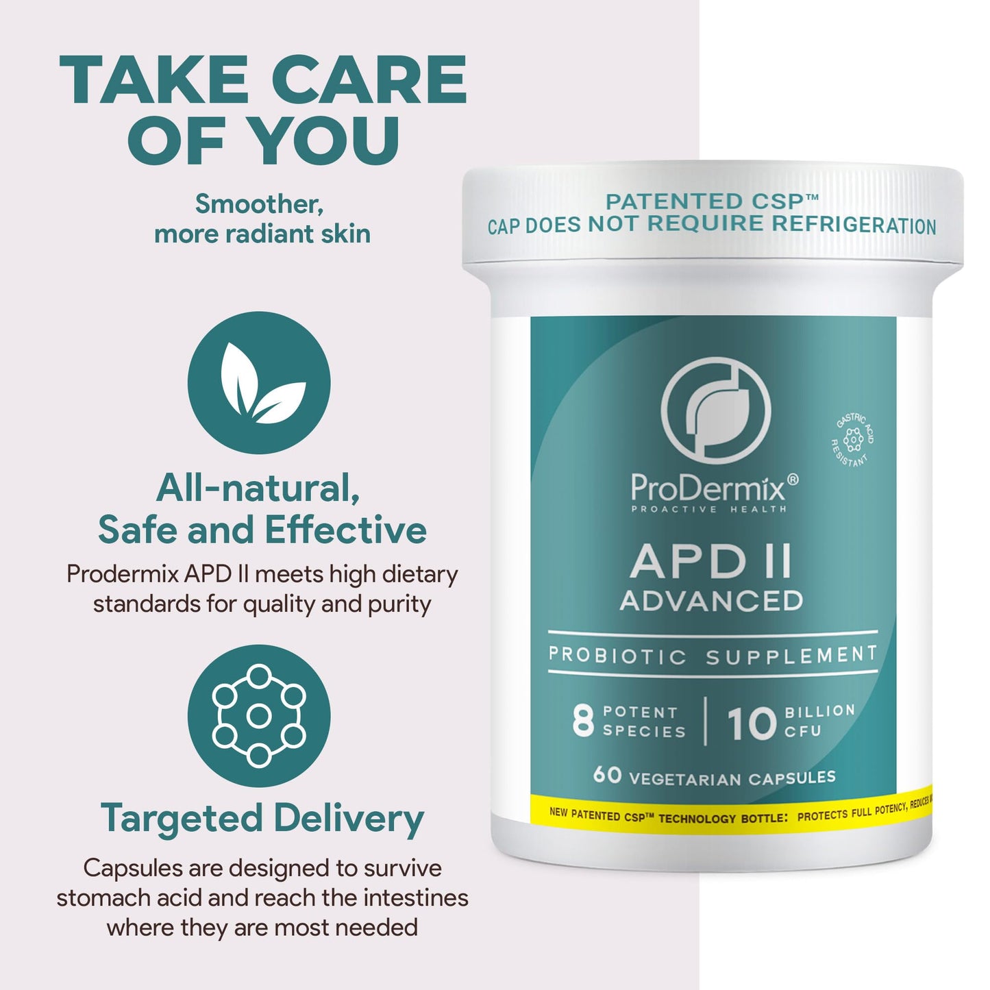 PRODERMIX APD II Probiotic for Skin and Gut Health Capsule 60 Count