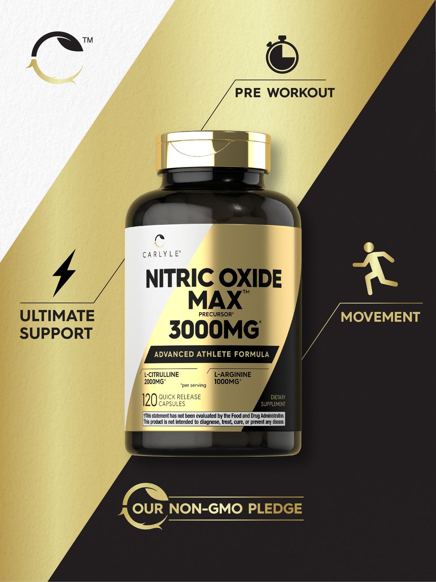 Carlyle Nitric Oxide Supplement 3000mg 120 Capsules