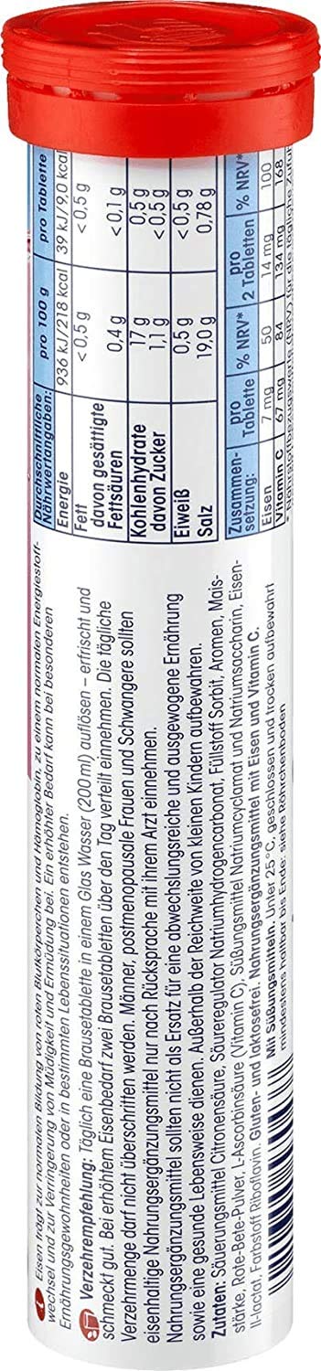 Mivolis Iron + Vitamin C Effervescent Tablets, 20 Tablets