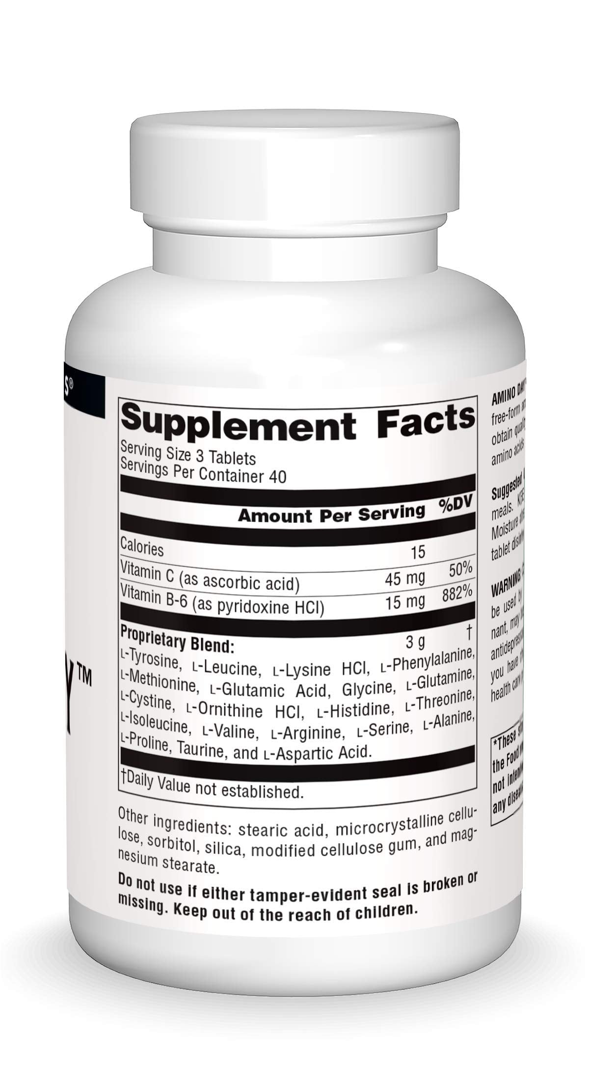 Source Naturals Amino Day - 20 Free Form Amino Acids Supports Quality Dieting During Nutrition 120 Tablets