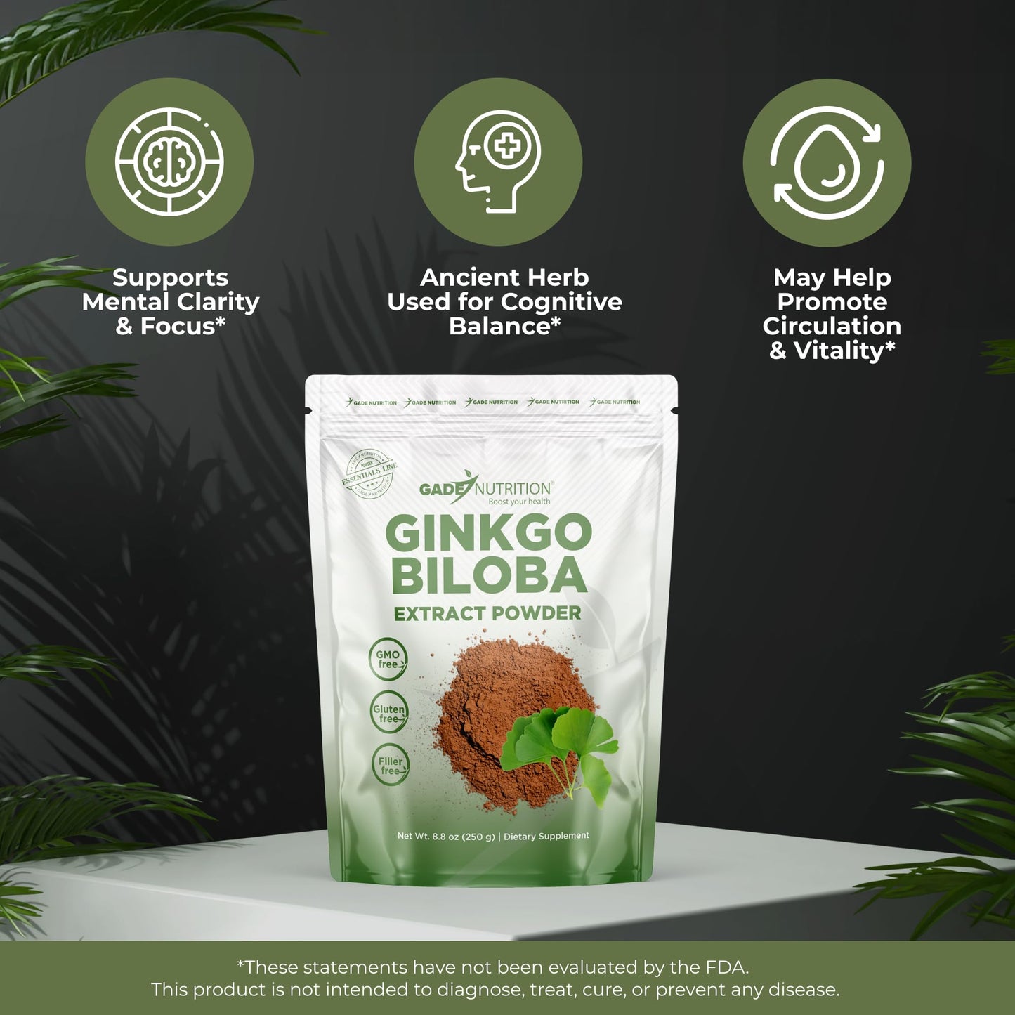 GADE NUTRITION BOOST YOUR HEALTH Ginkgo Biloba Extract Powder 8.8 oz