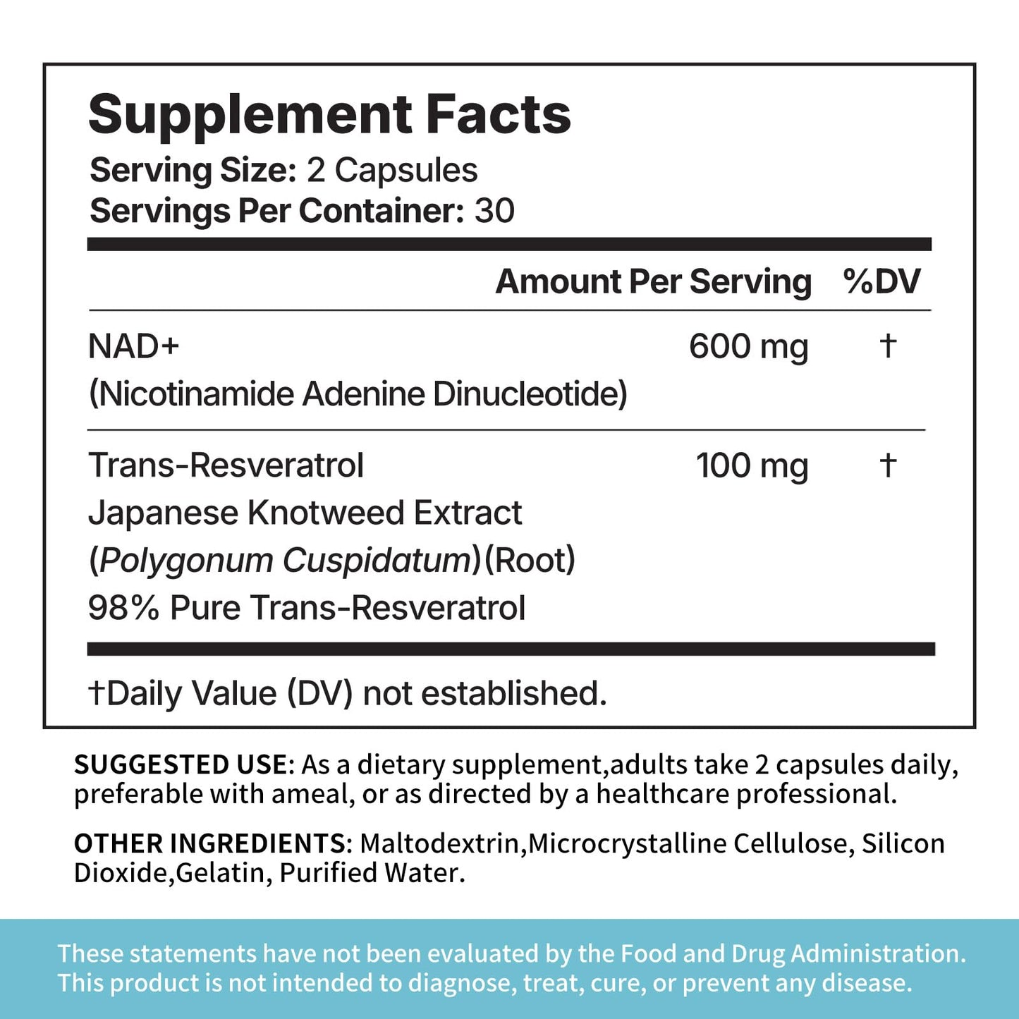 MISS PEP NAD+ Supplement with Nicotinamide Riboside and Resveratrol Capsule, 60 Capsules