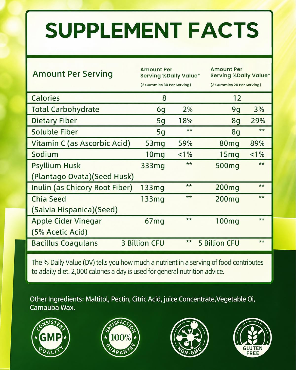 Vccvaa Probiotic Fiber Gummies Gummy 60 Count