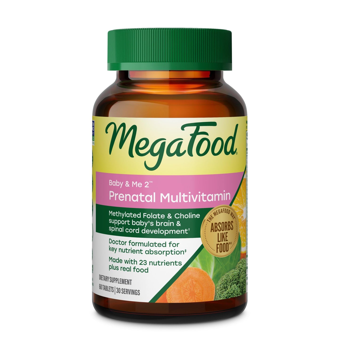 MegaFood Baby & Me 2 Prenatal Vitamin and Minerals Tablets 60 Count