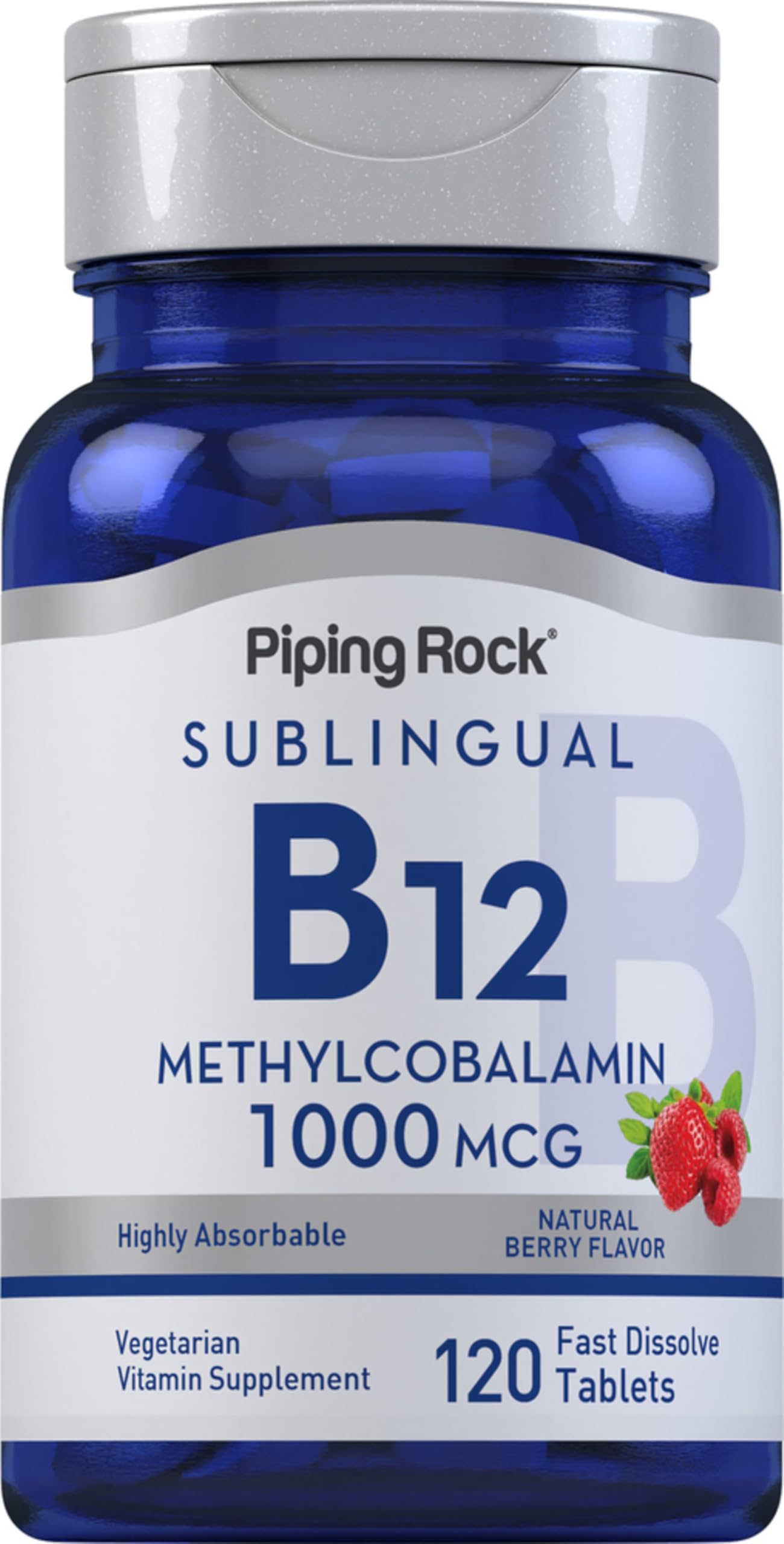 Piping Rock Vitamin B12 1000 mcg Methylcobalamin Tablets, 120 Count