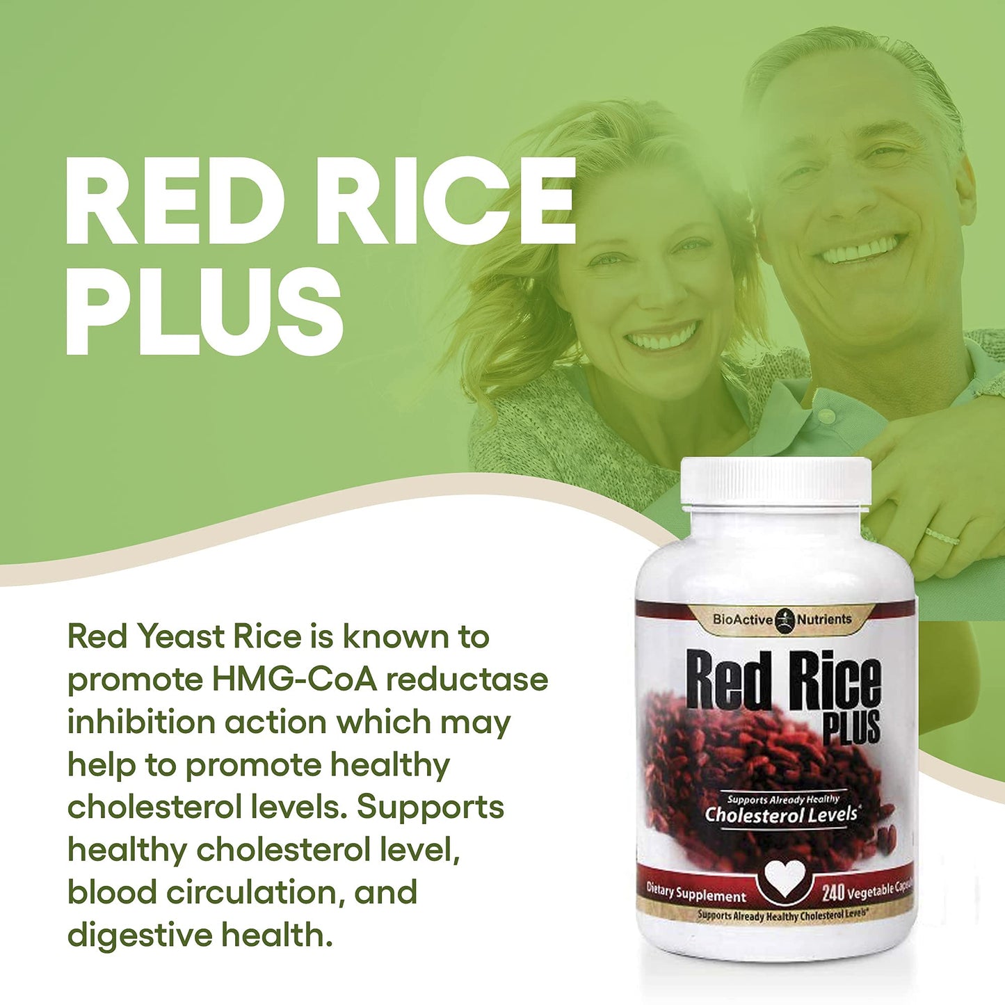 BIOACTIVE NUTRIENTS Red Rice Plus Supplement Capsules 240 Count Cholesterol Support
