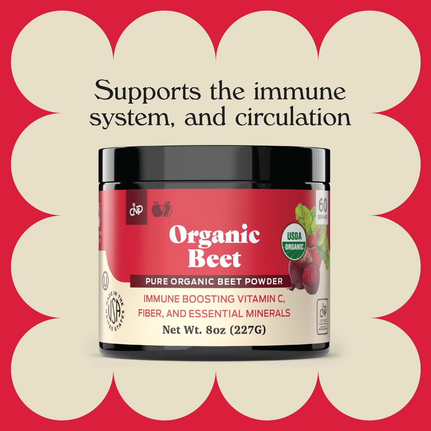 Complete Natural Products Pure Organic Beet Root Powder Supplement, 8 oz