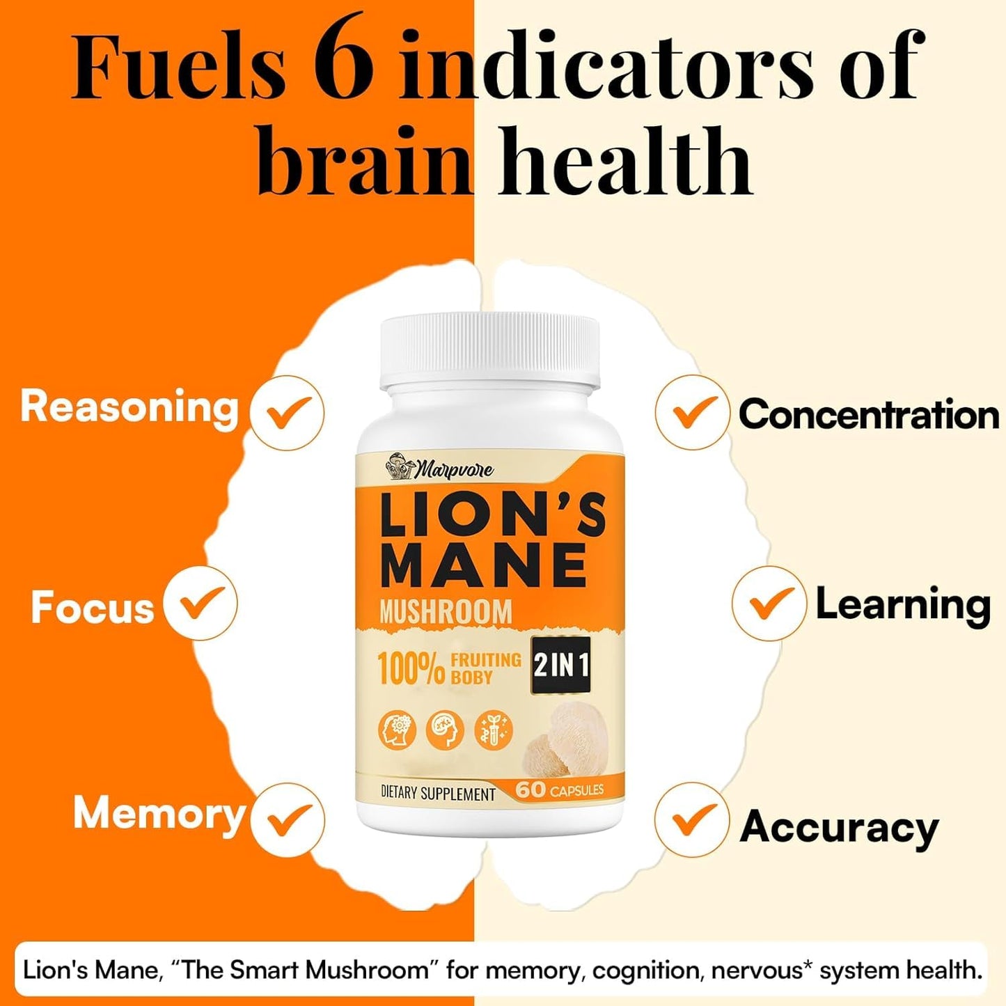 Marpvore Lions Mane Supplement Capsule 60 Count