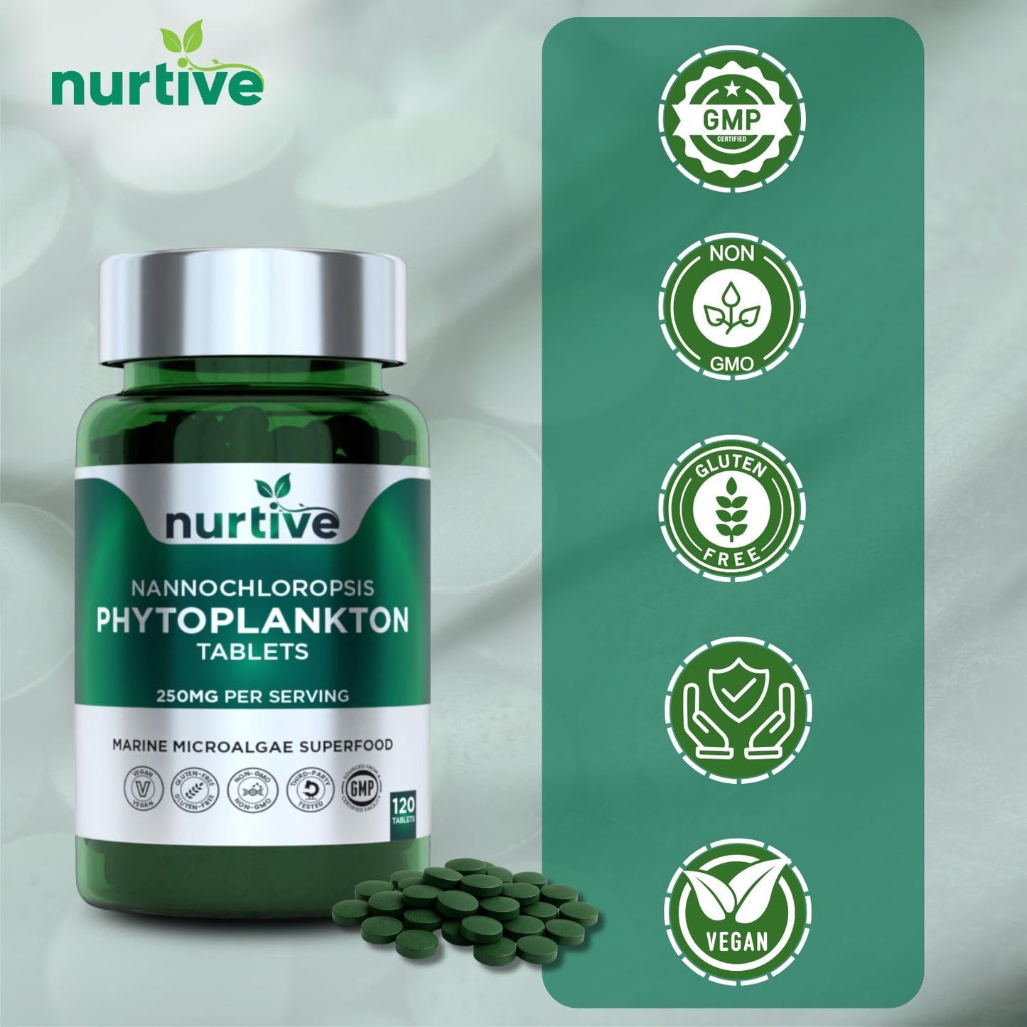 NURTIVE Nannochloropsis Phytoplankton Tablets 120 Tablets