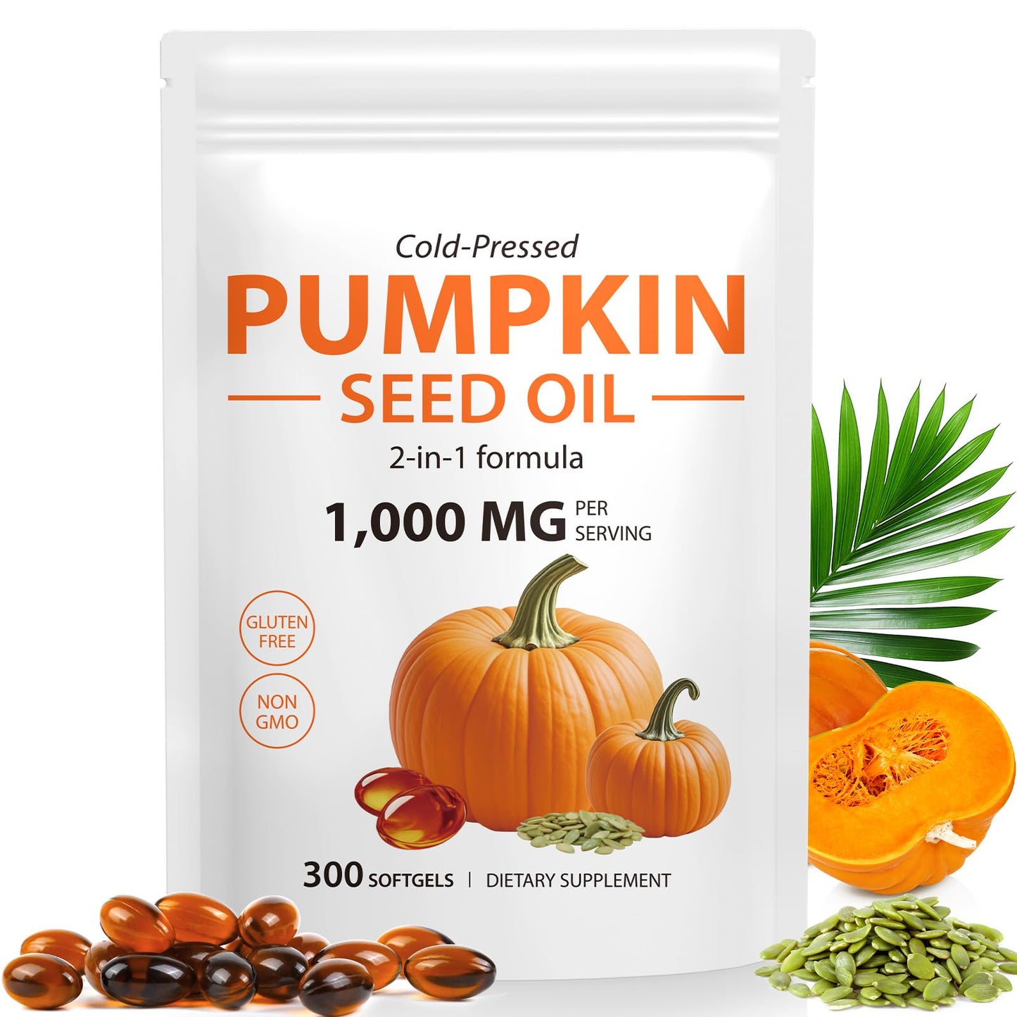 Generic Pumpkin Seed Oil Capsules, 300 Capsules