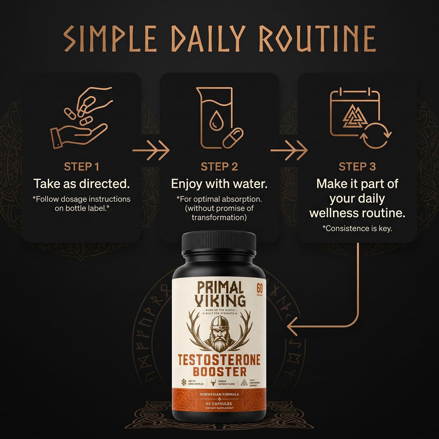 Primal Viking Booster Men's Wellness & Vitality Capsules, 60 Capsules