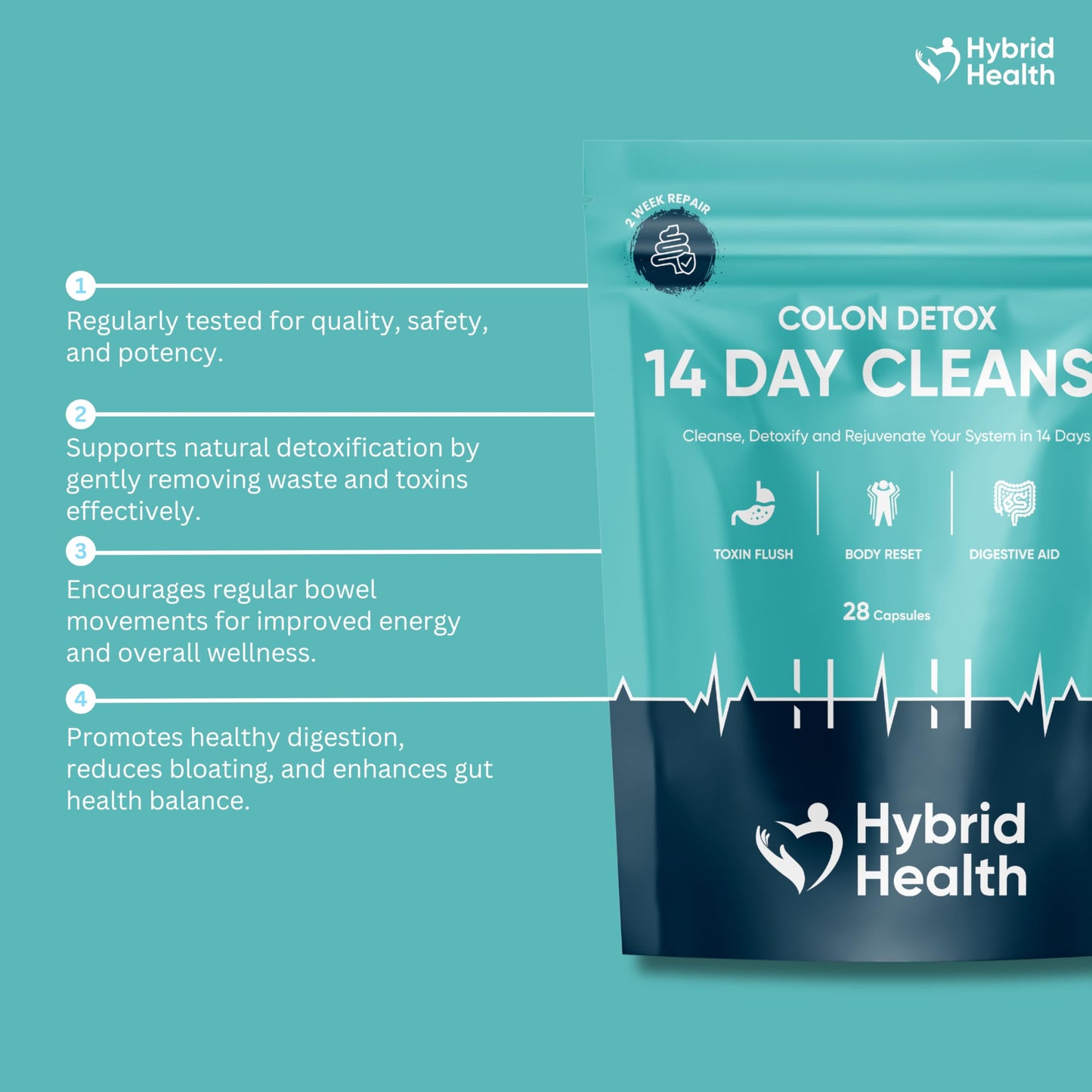 Hybrid Health Colon Cleanse Rapid 14 Day Detox Capsules, 28 Count