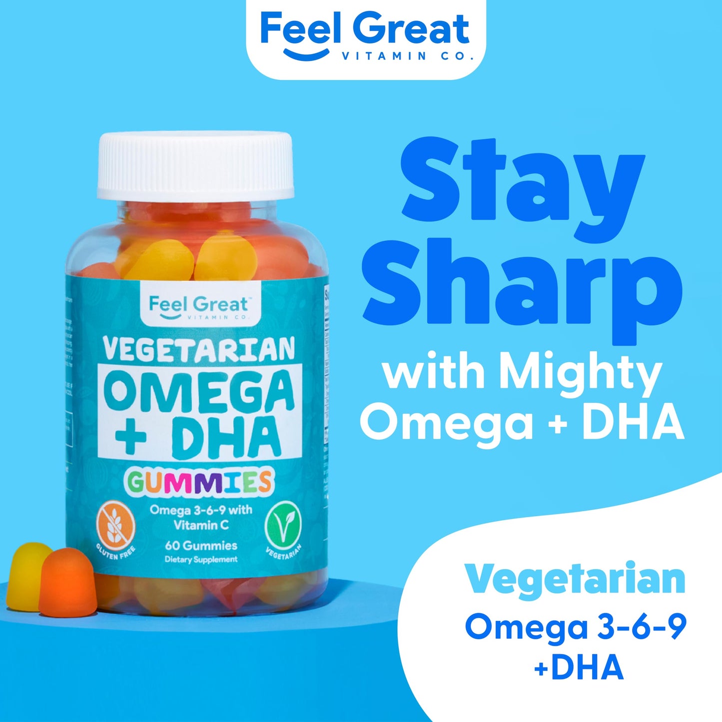 The Feel Great Vitamin Company Plant Based Omega-3-6-9 + DHA Gummies, 60 Gummies
