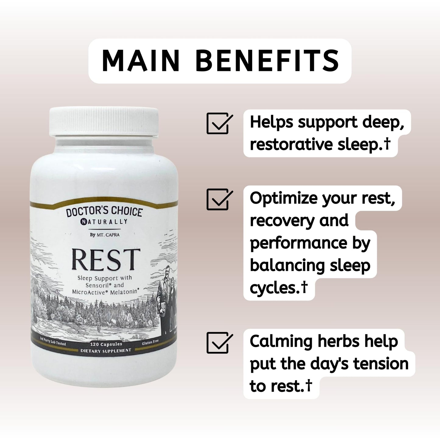 Mt. Capra Rest Capsules 120 Count