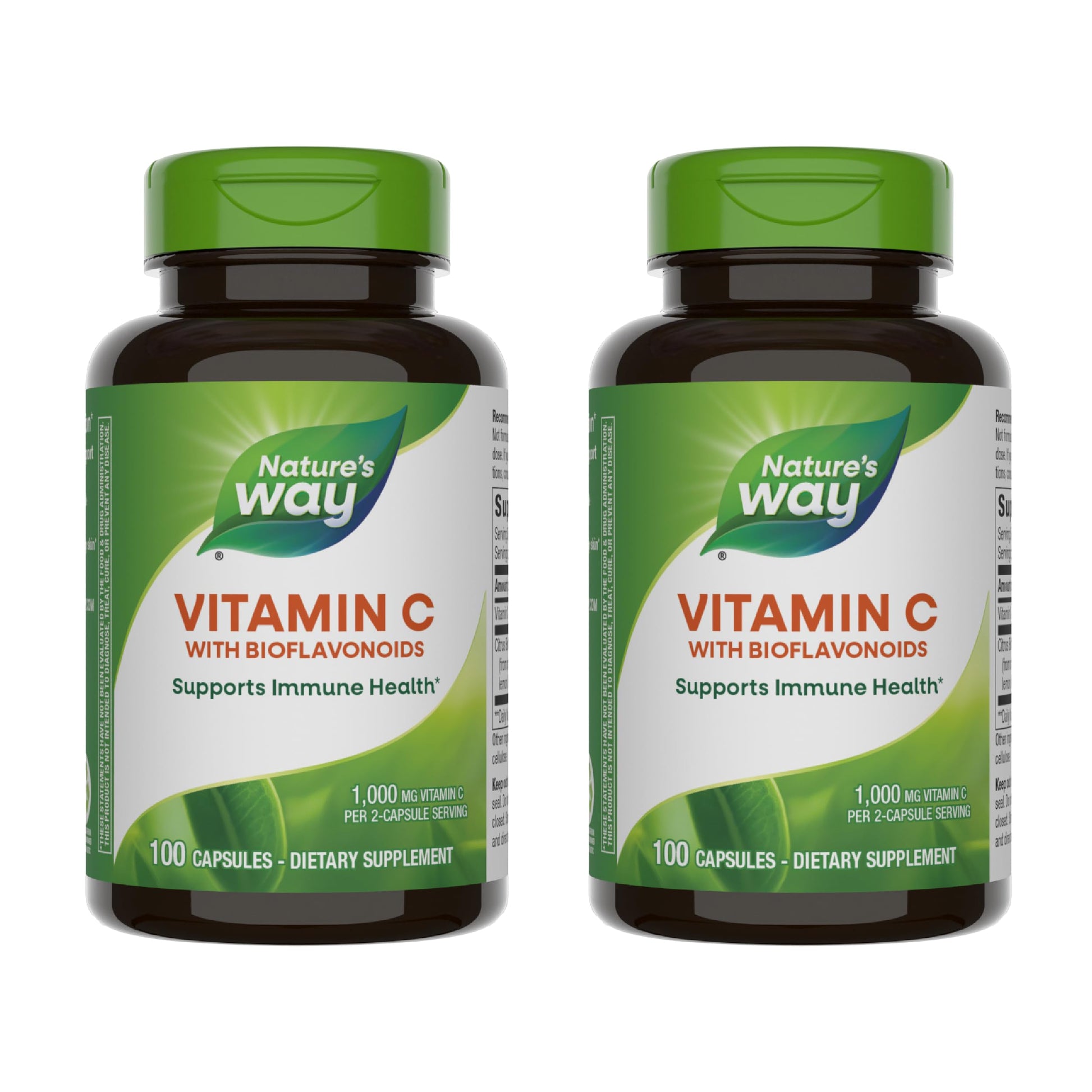 Nature's Way Vitamin C 500 mg with Bioflavonoids, 1000 mg Vitamin C per Serving, 100 Capsules