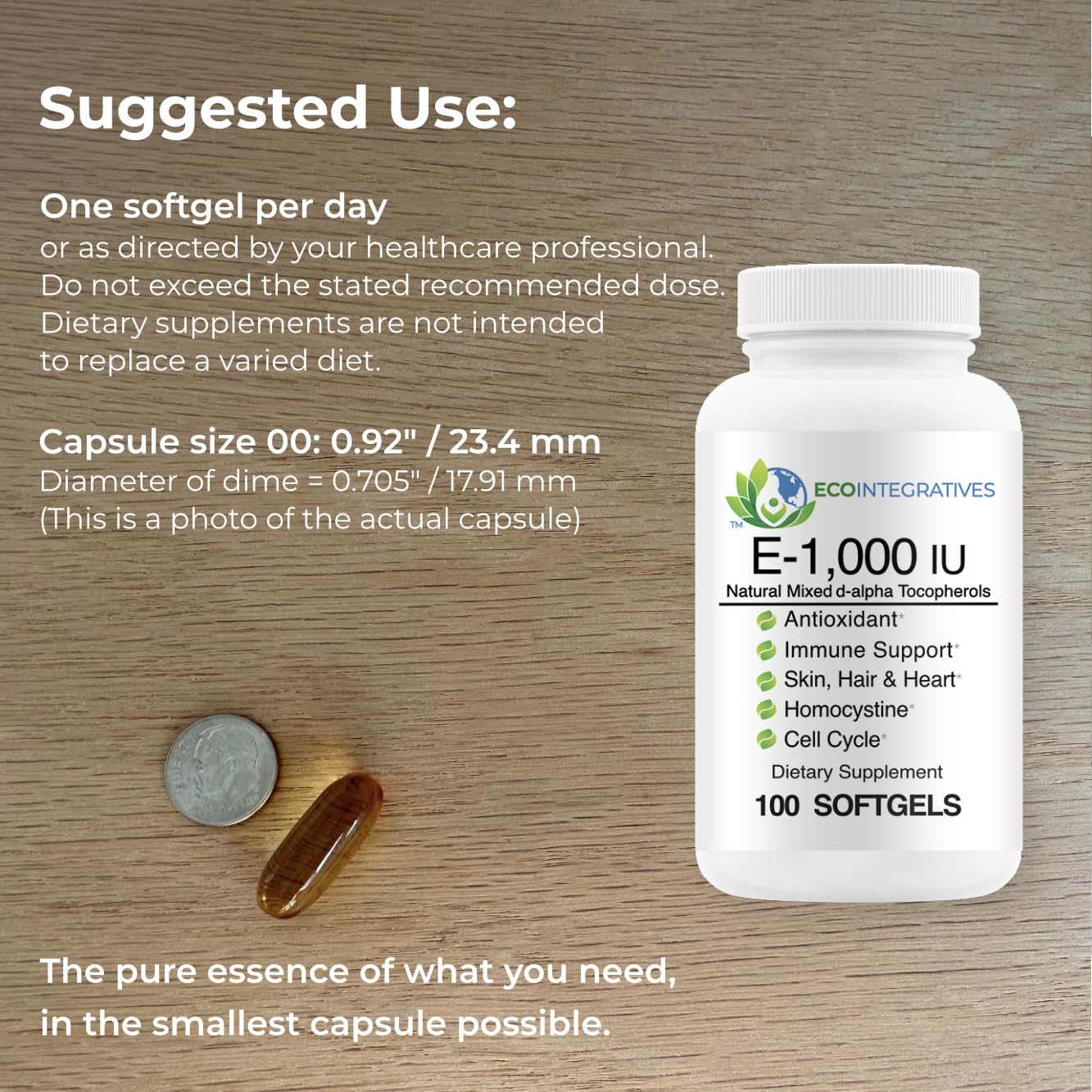 EcoIntegratives Vitamin E Mixed Tocopherols Softgels, 100 Count