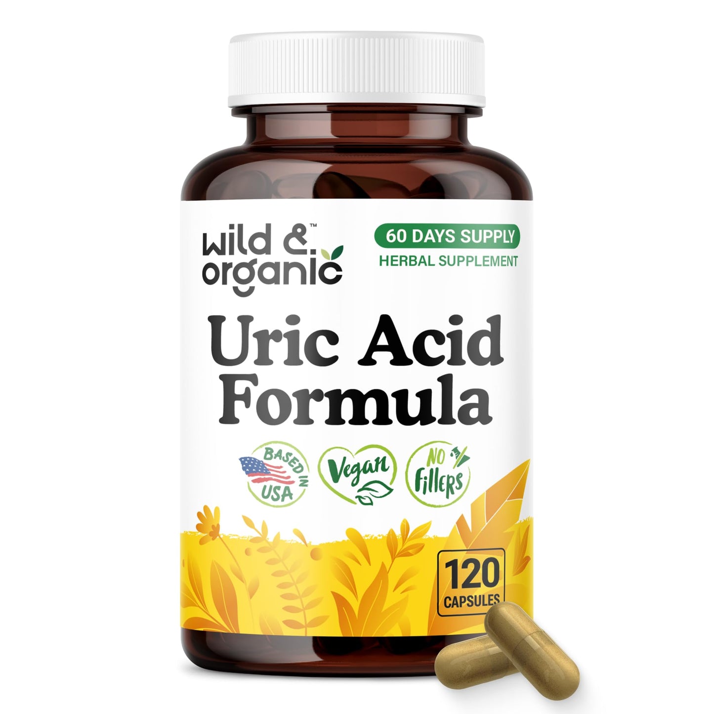 Wild & Organic Uric Acid Formula Capsules - Cleanse Support, 120 Capsules