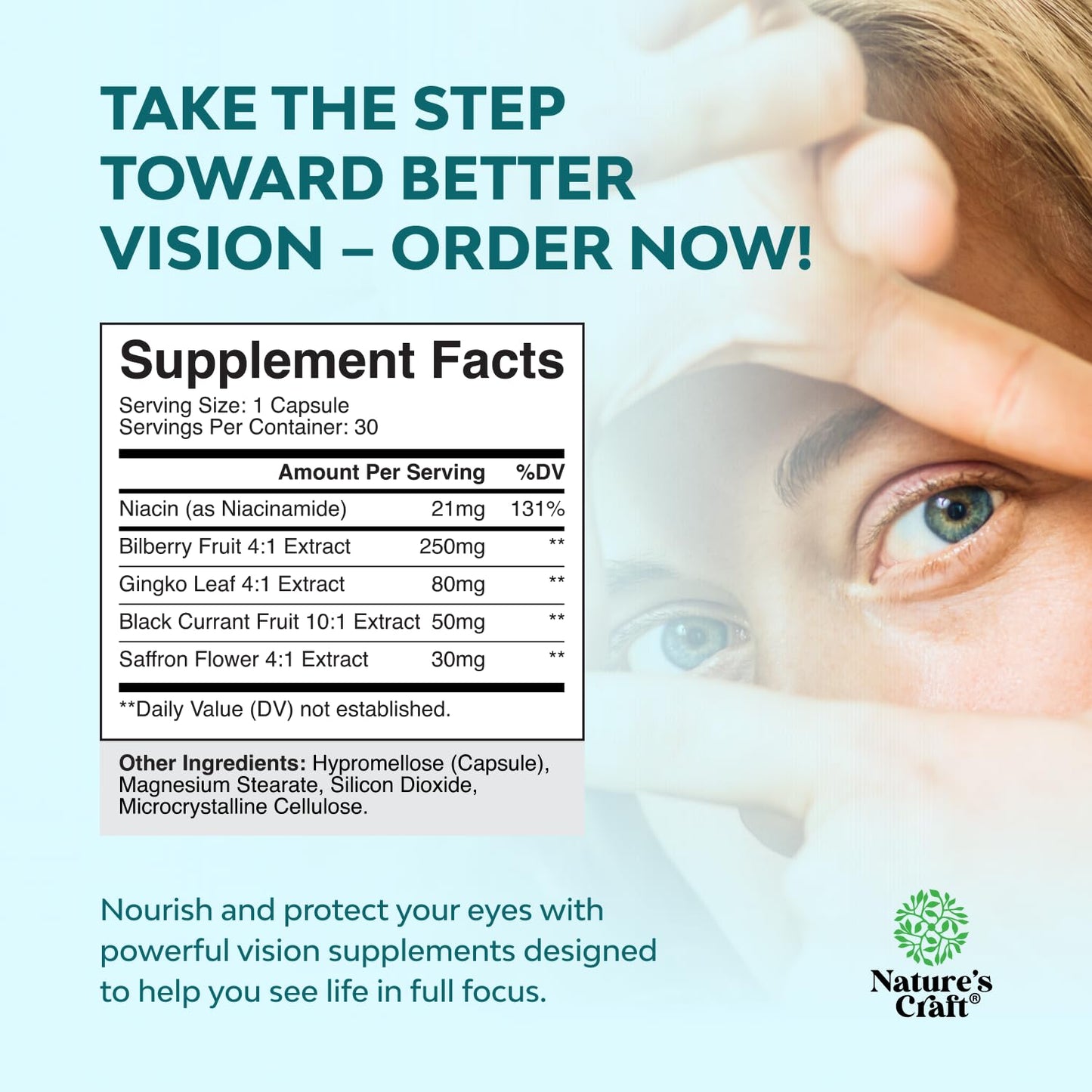Natures Craft Eye Pressure Support with Bilberry Extract Capsule, 30 Count