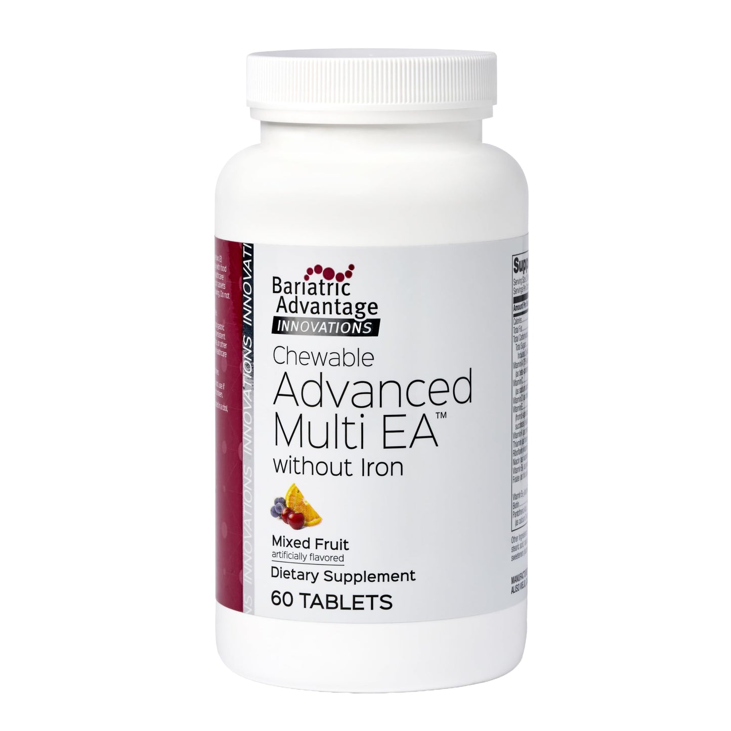 Bariatric Advantage Chewable Advanced Multi EA Without Iron - High Potency Daily Multivitamin - for Bariatric Surgery Patients Including Gastric Bypass & Sleeve Gastrectomy - Mixed Fruit Tablets, 60 Count