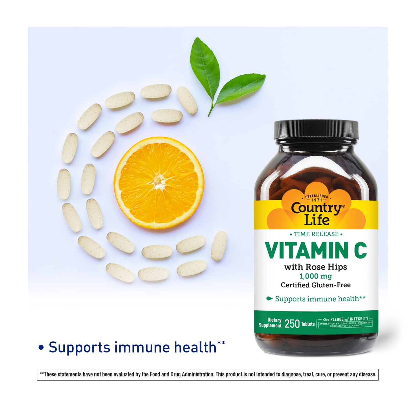 Country Life Time Release Vitamin C with Rose Hips 250 Tablets