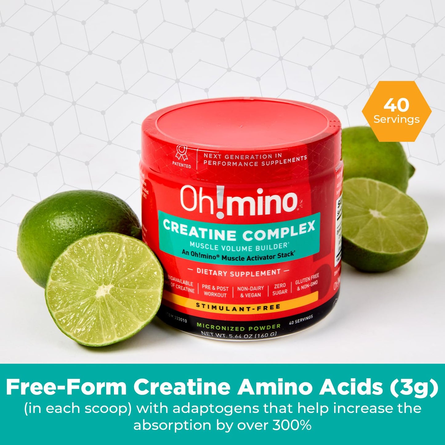 Oh!mino Creatine Monohydrate & HCl Complex Powder, 5.6 Ounce