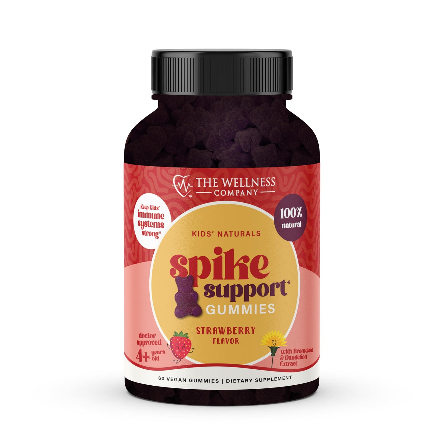 The Wellness Company Kids Naturals Spike Support Gummies – Year-Round Wellness with Vitamin C, D & Zinc, 60 Gummies