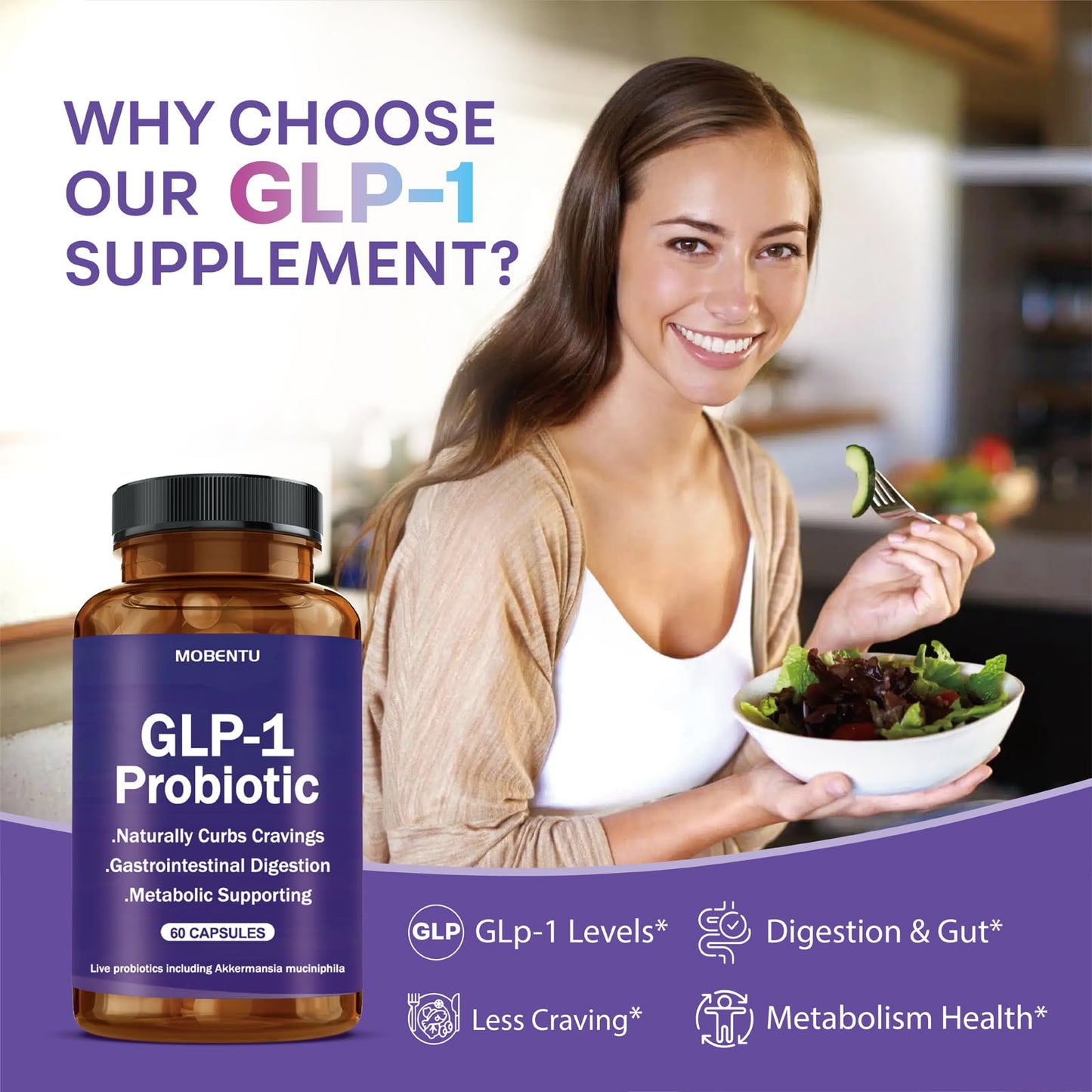 MOBENTU GLP-1 Probiotic with Akkermansia 60 Capsules
