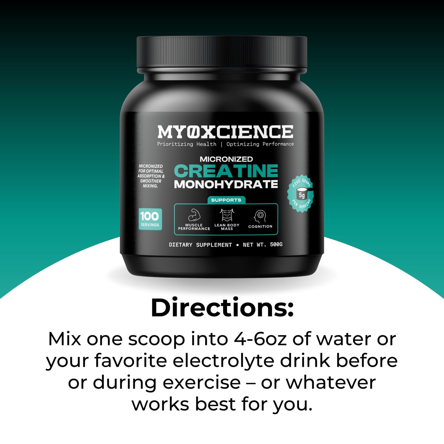 MYOXCIENCE Micronized Creatine Powder 17.6 oz