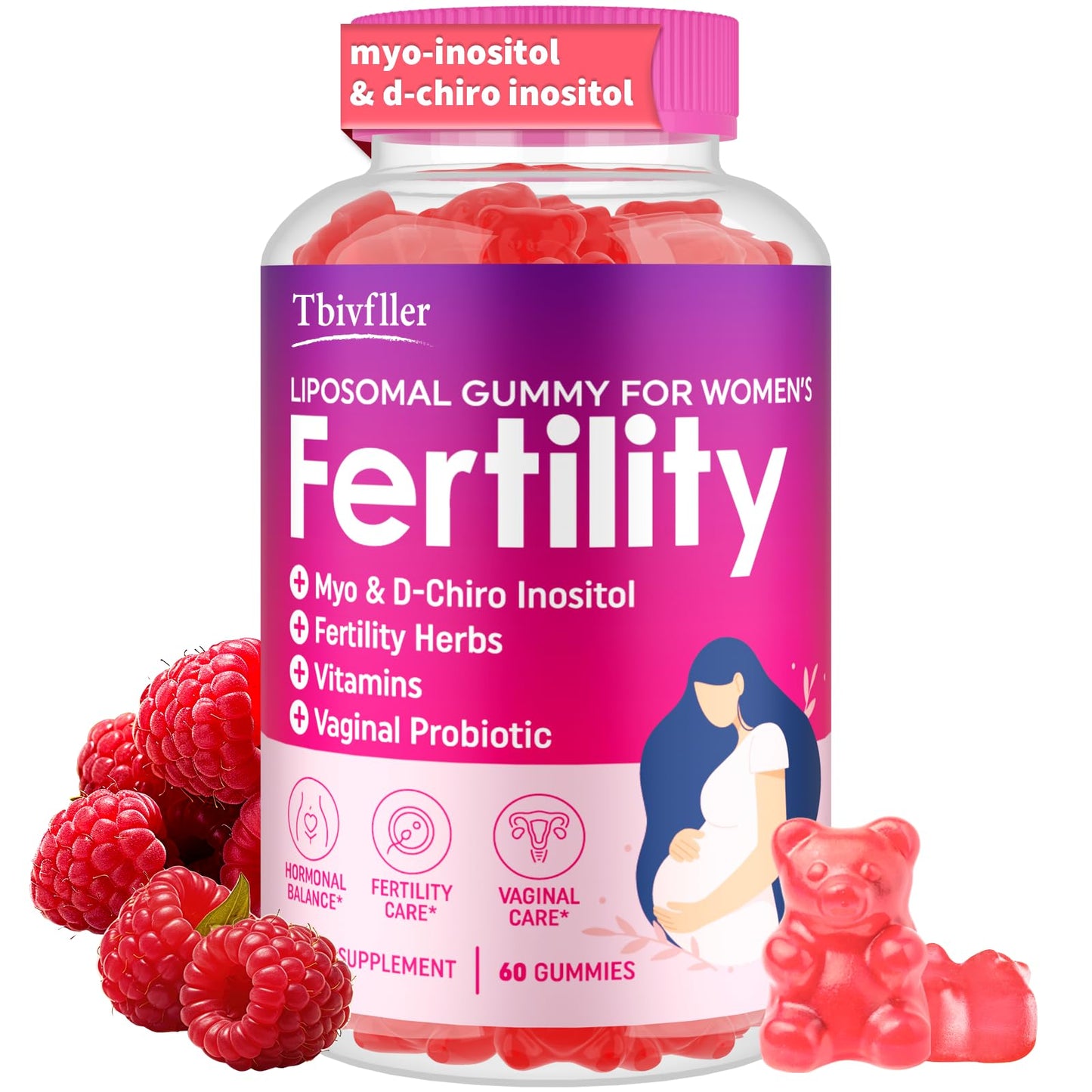 Tbivfller Fertility Prenatal Vitamins Gummies, 60 Count