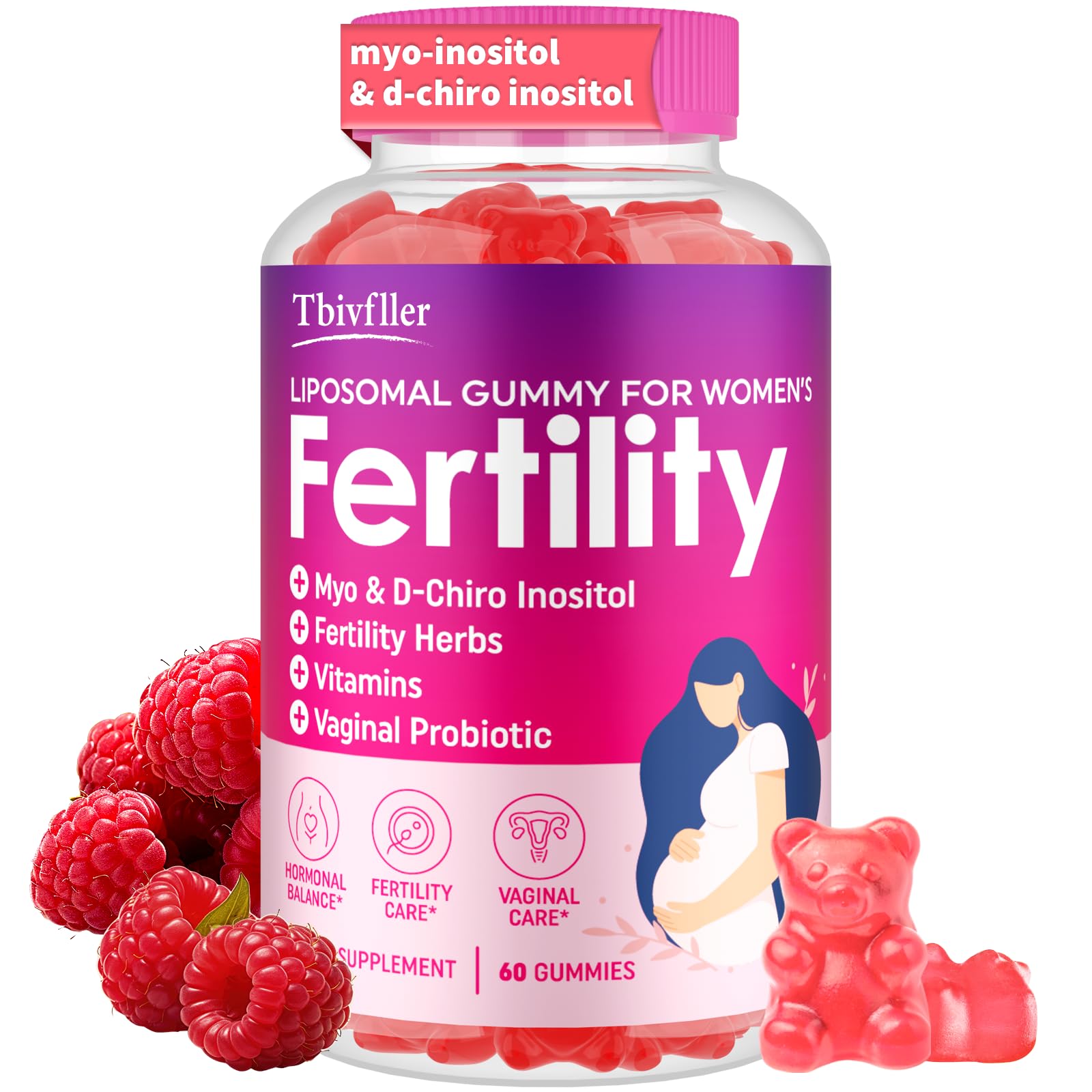 Tbivfller Fertility Prenatal Vitamins Gummies, 60 Count
