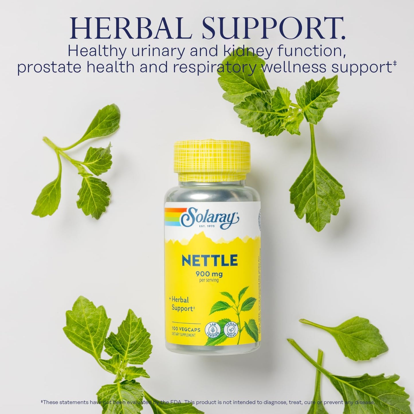 Solaray Nettle 900 mg Organic Nettle Leaf Supplement Capsule, 100 Count