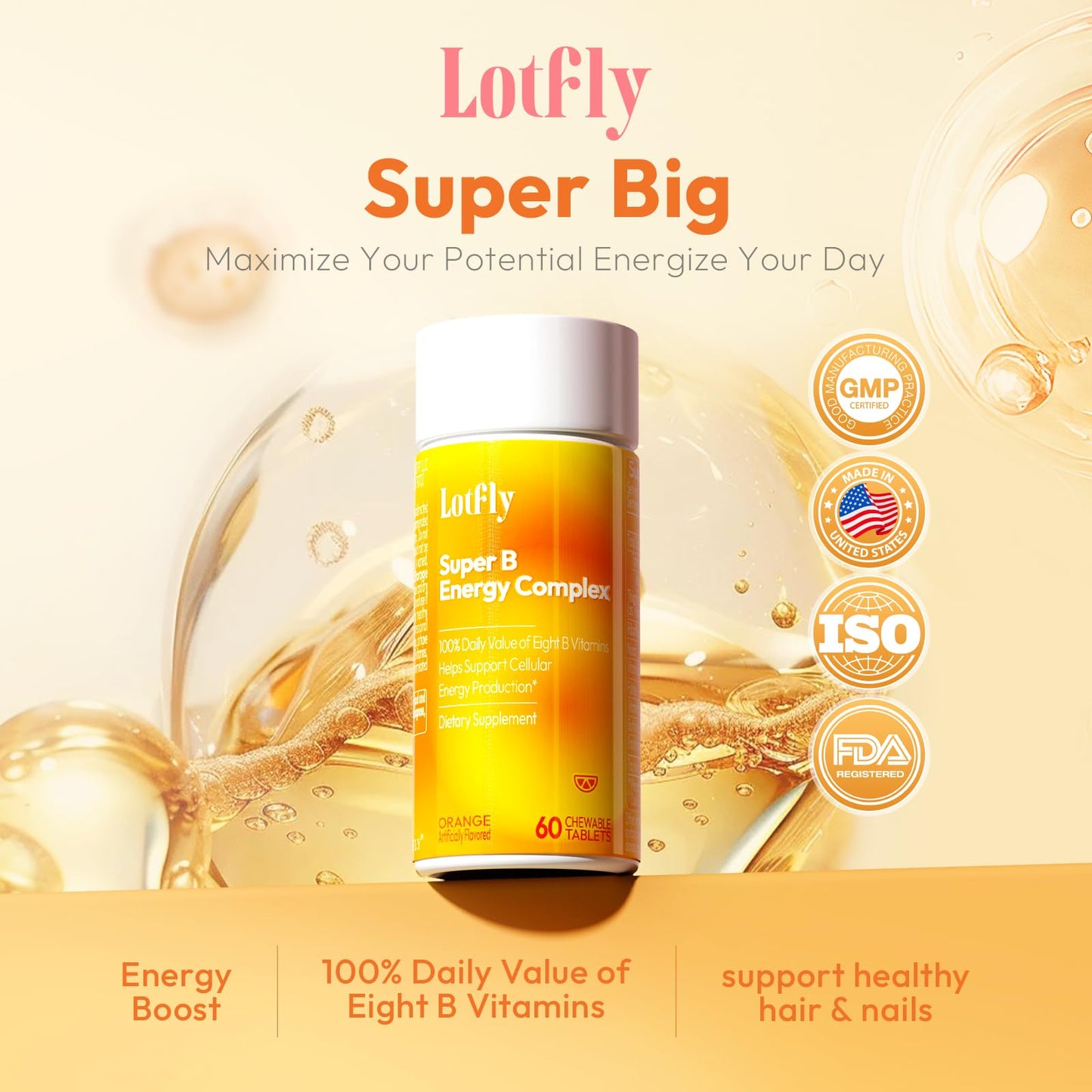 LOTFLY Vitamin B Complex Capsules 60 Count