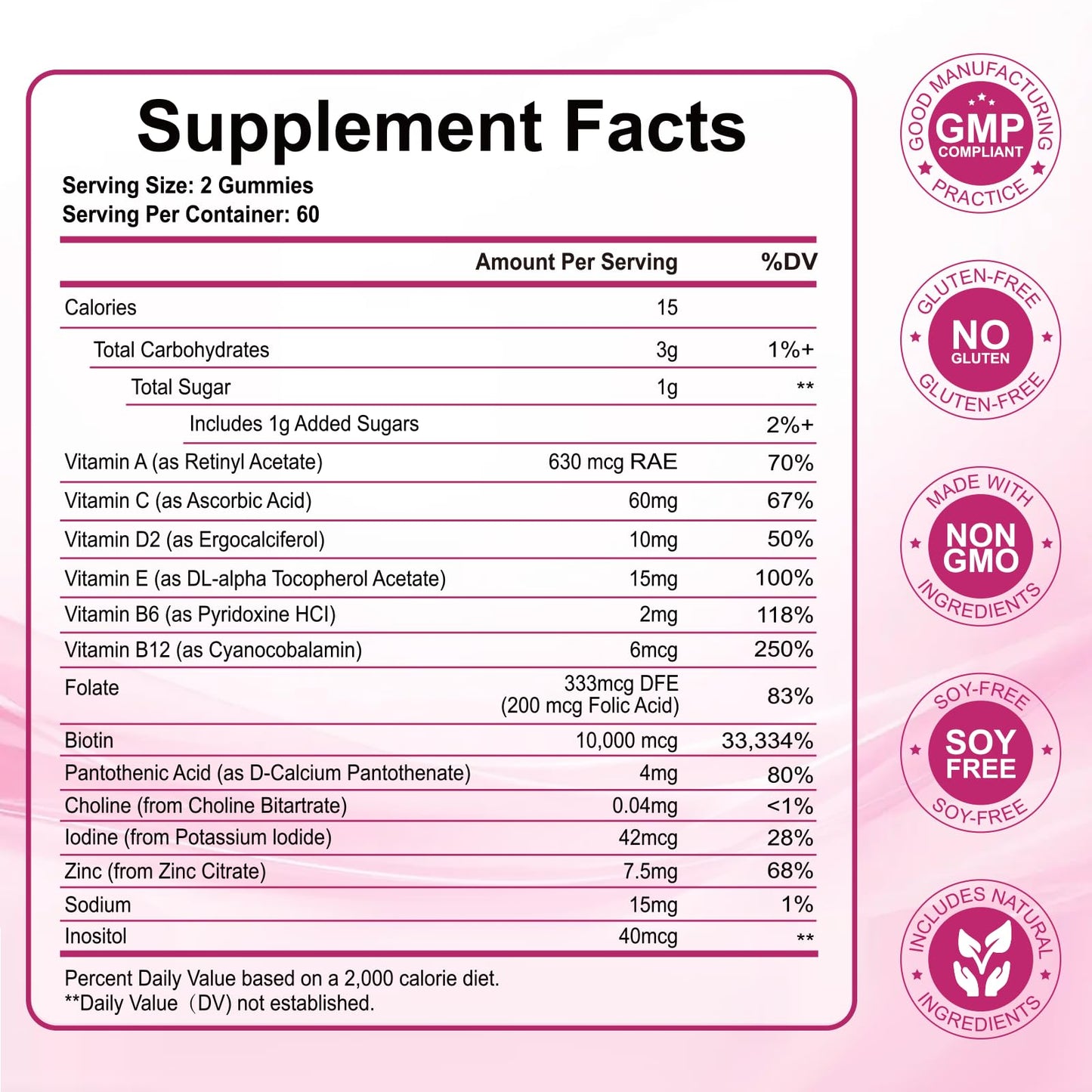 SCOLA Hair Skin and Nails Biotin 10,000mcg Gummies 120 Count