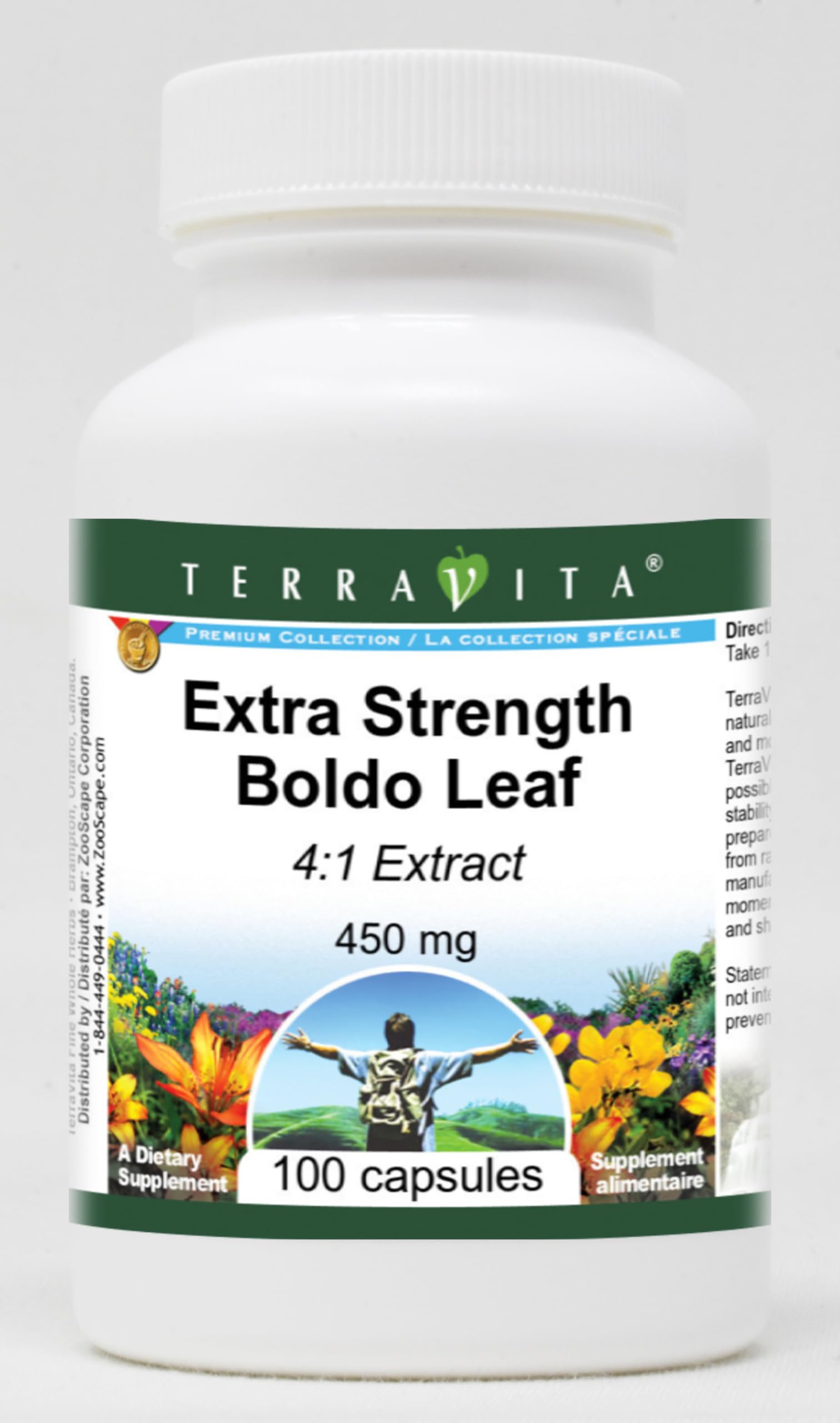 Terravita Boldo Leaf 4:1 Extract 450 mg Capsule, 100 Count
