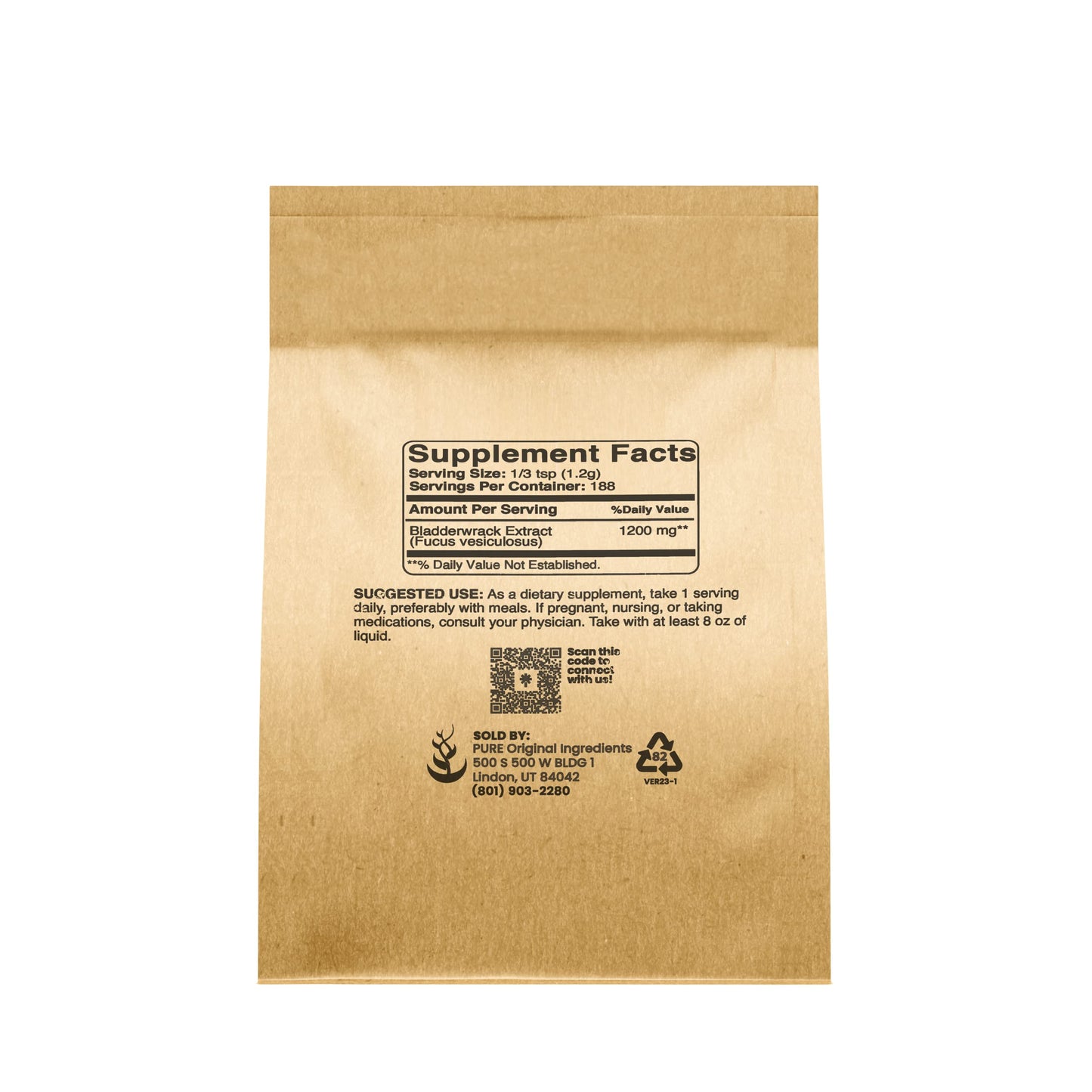 PURE ORIGINAL INGREDIENTS Burdock Root and Bladderwrack Powder 2 Pack