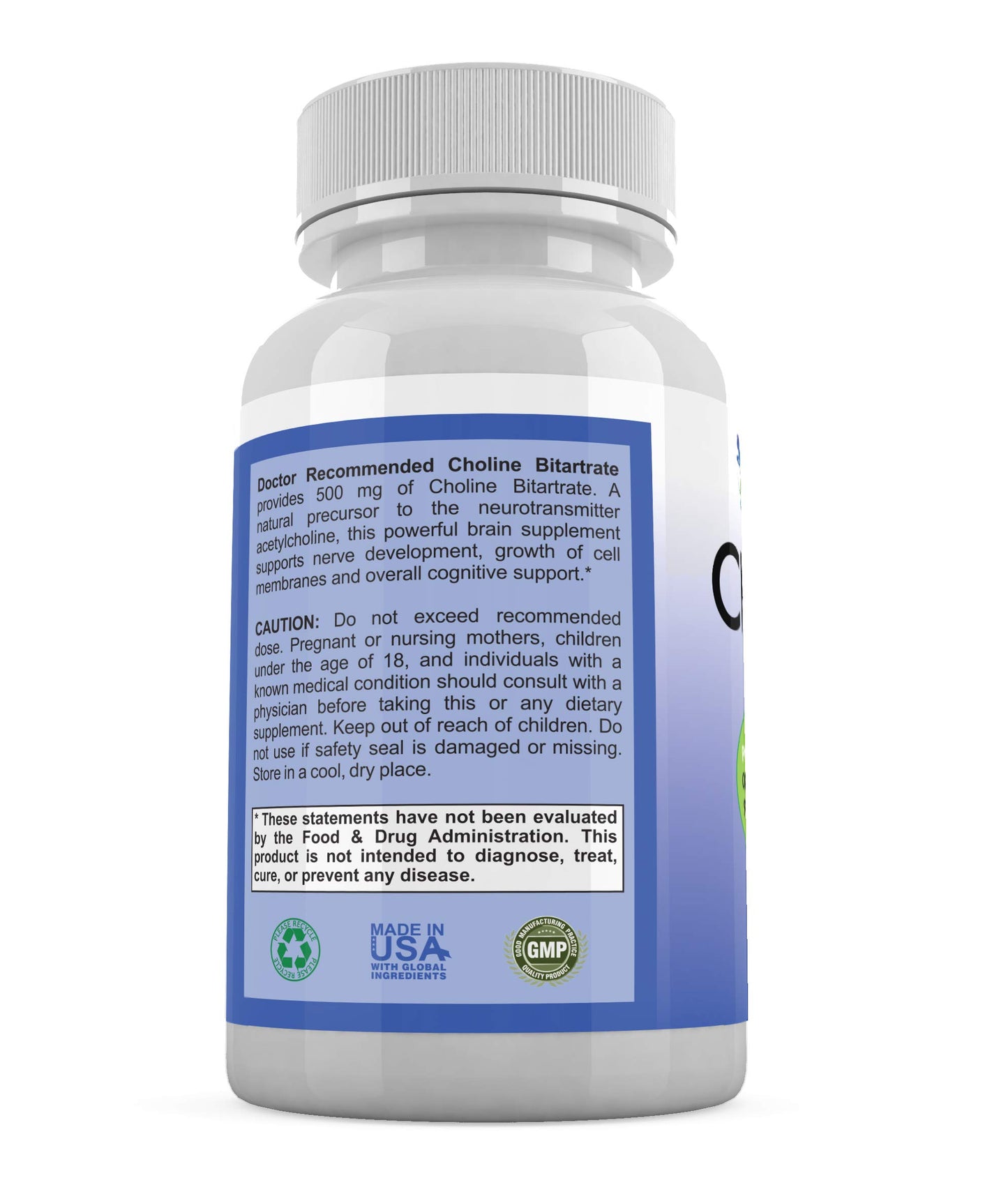 DOCTOR RECOMMENDED SUPPLEMENTS Premium Choline - 500 mg Veggie Capsules, 240 Capsules