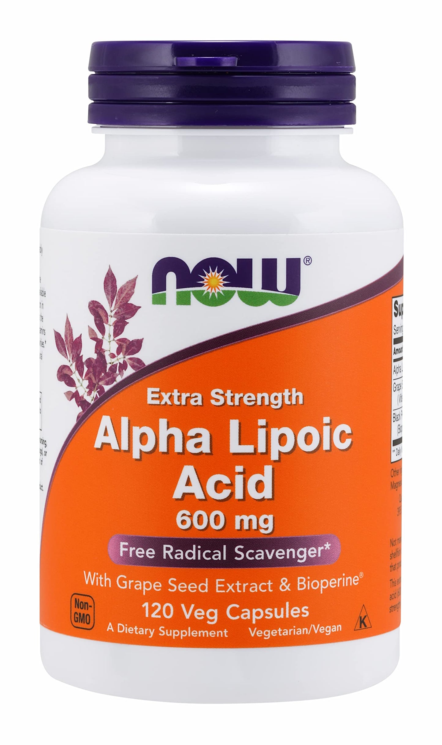 NOW Foods Alpha Lipoic Acid 600 mg Capsule, 120 Capsules