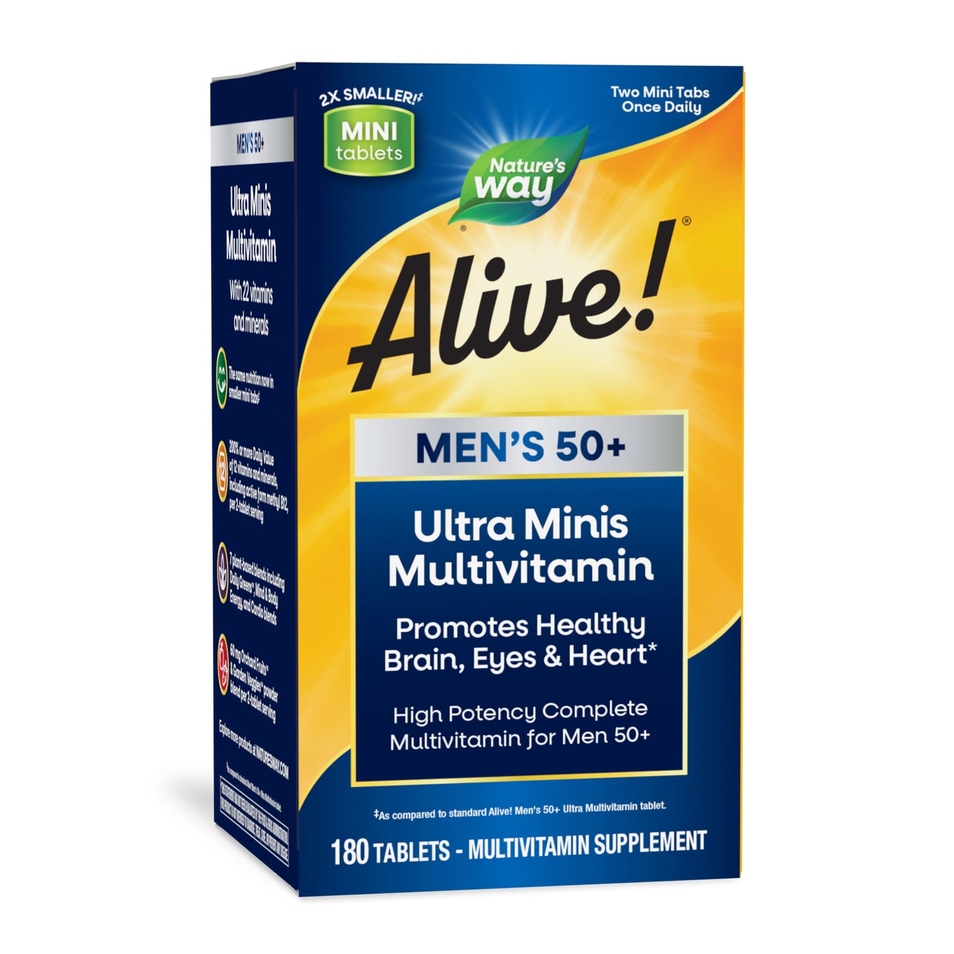 Nature's Way Alive! Men's 50+ Ultra Minis Multivitamin Tablet, 180 Count