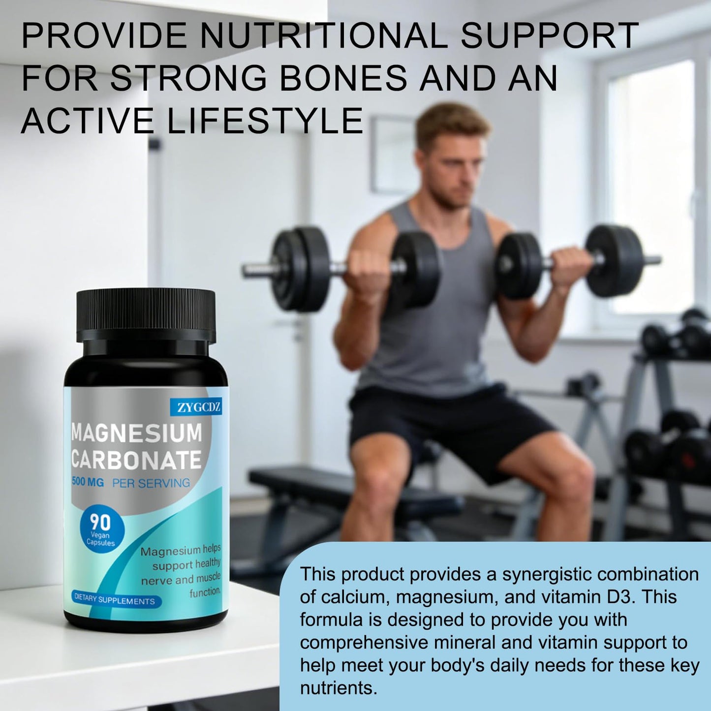 ZYGCDZ Magnesium Carbonate 500mg, 90 Capsules